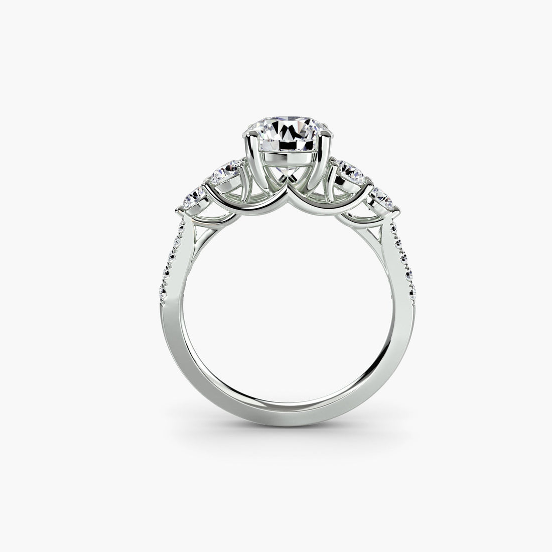 Five Stone Ring with Pavé Band - Prestige Stones