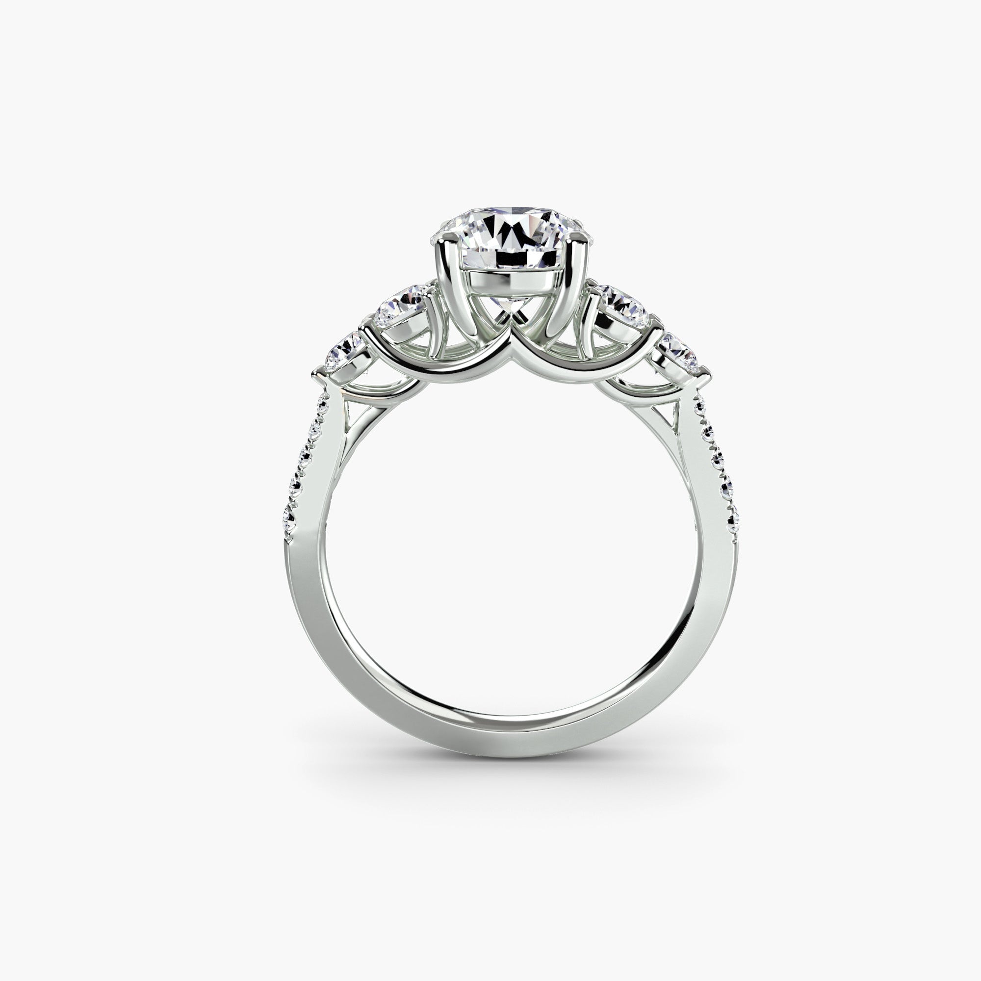 Five Stone Ring with Pavé Band - Prestige Stones