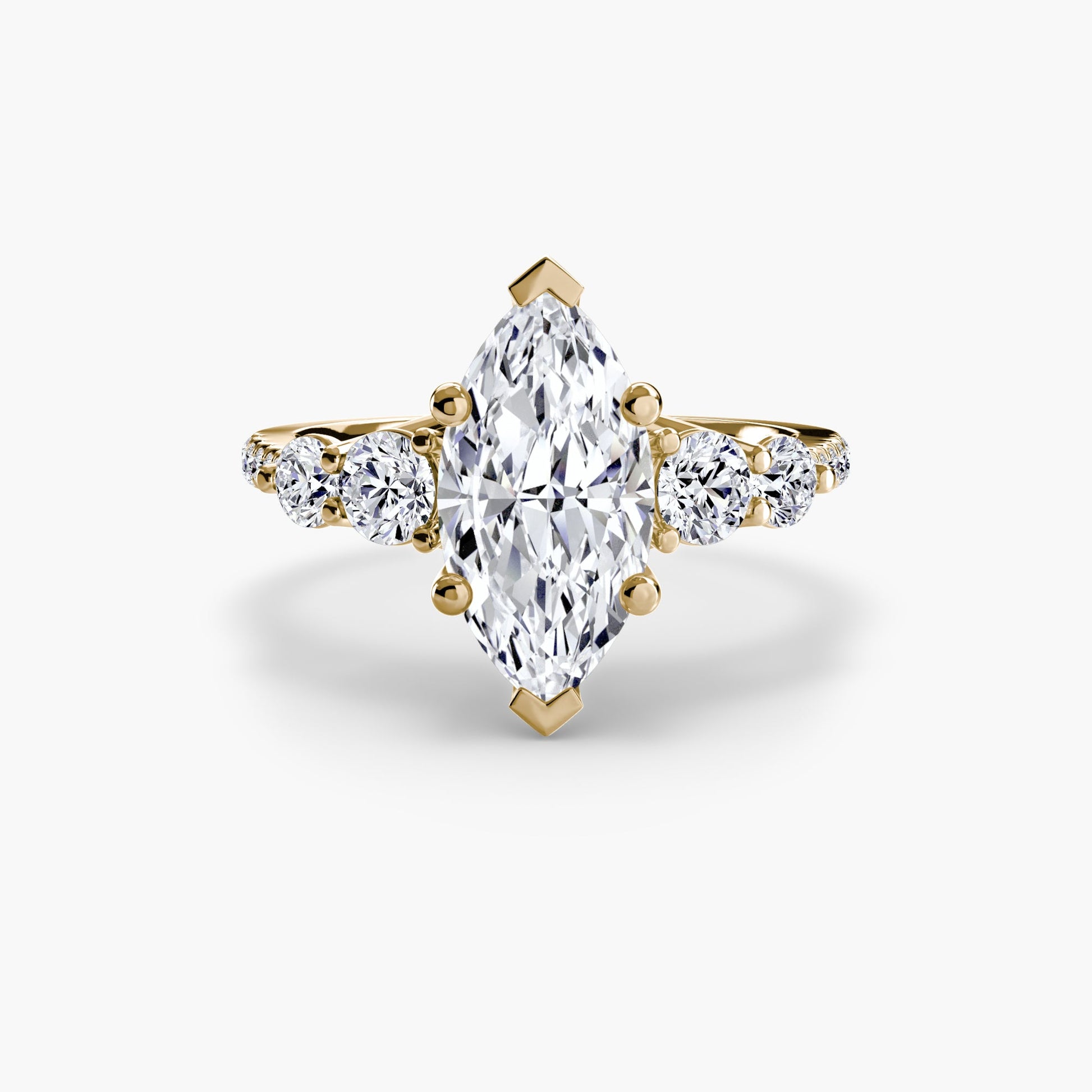Five Stone Ring with Pavé Band - Prestige Stones