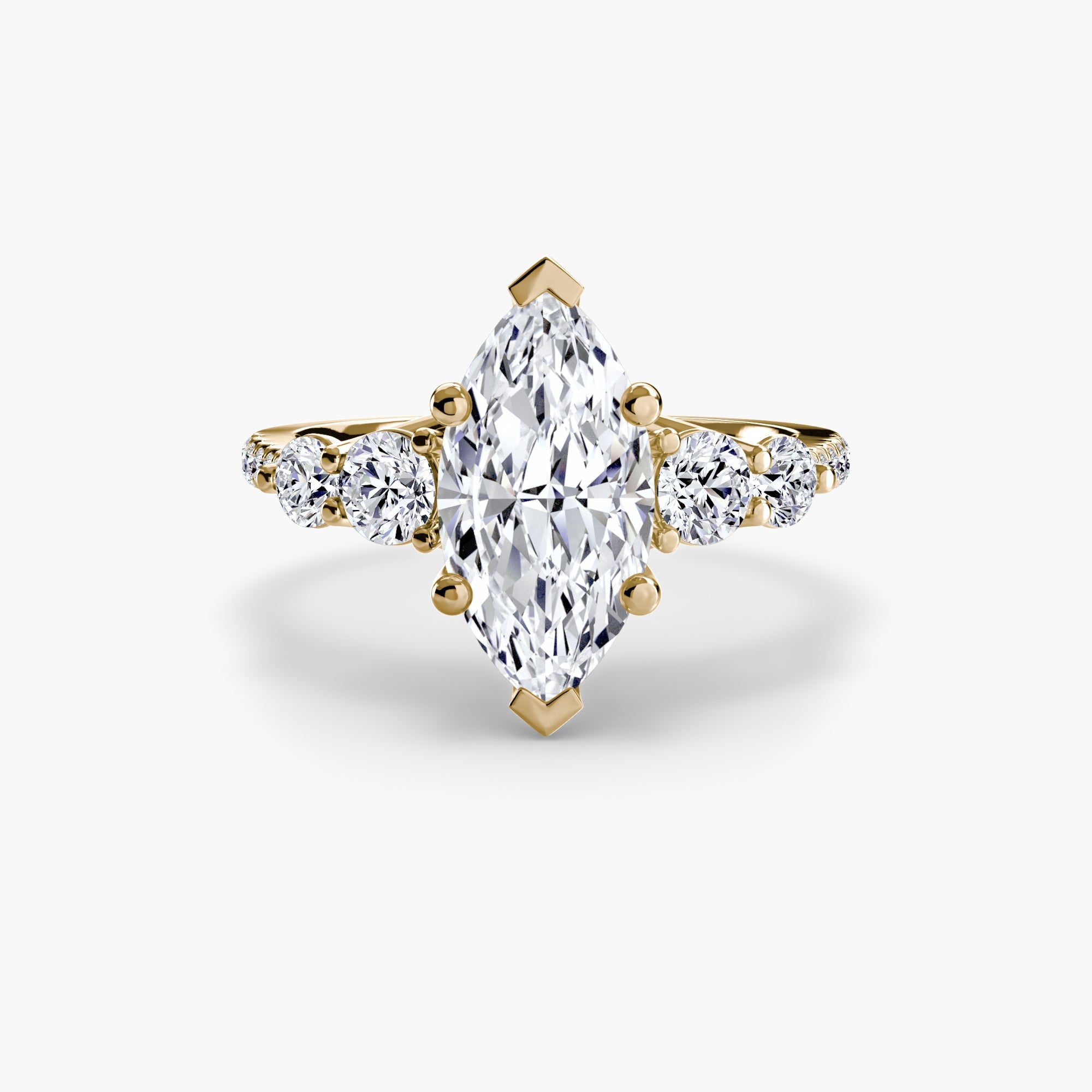 Five Stone Ring with Pavé Band - Prestige Stones