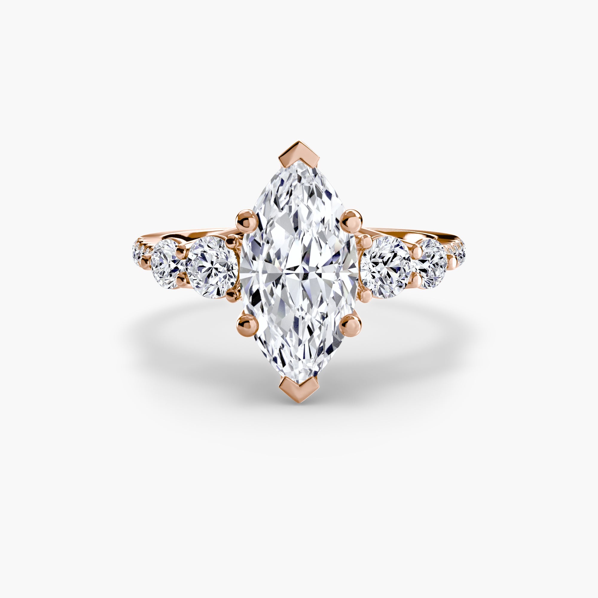 Five Stone Ring with Pavé Band - Prestige Stones