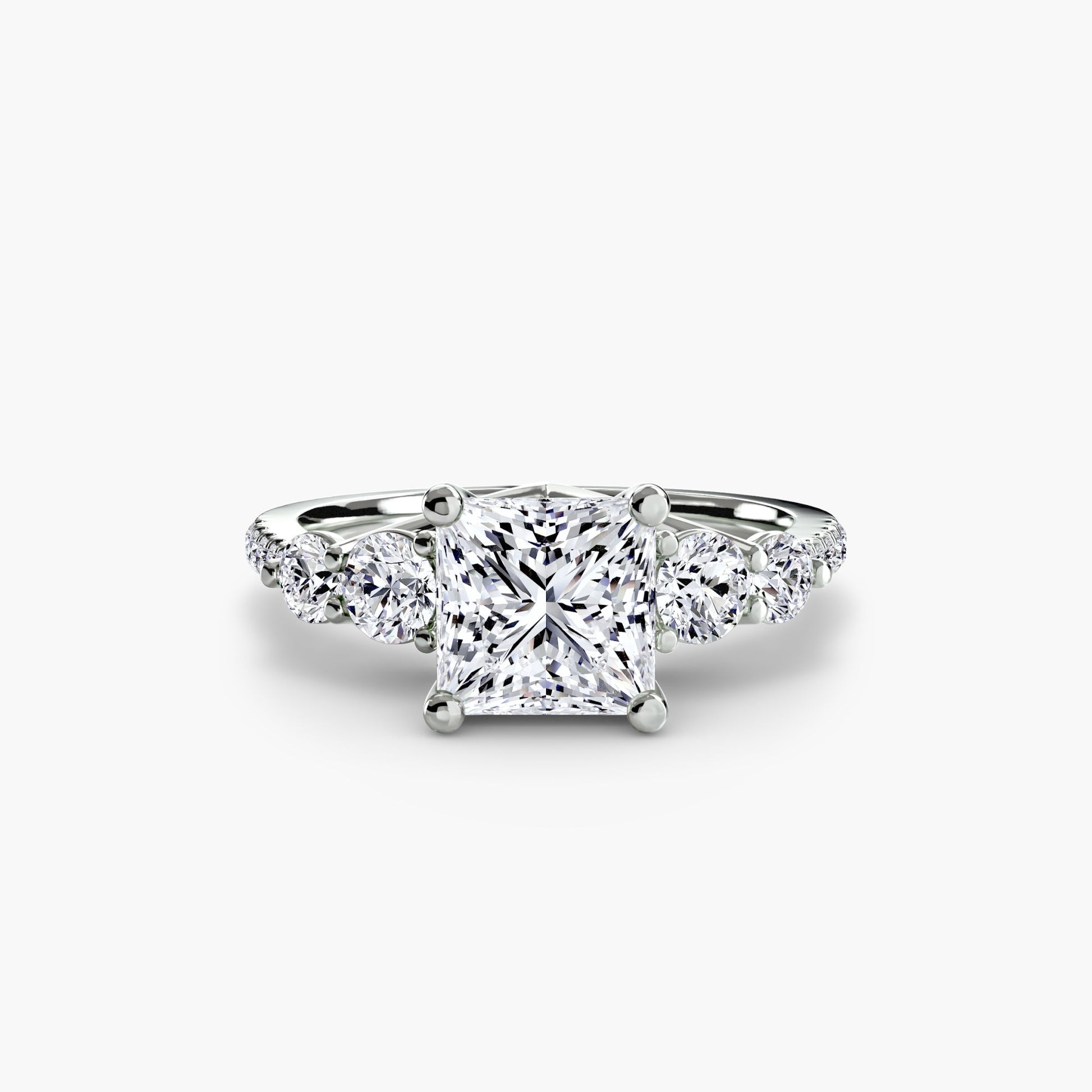Five Stone Ring with Pavé Band - Prestige Stones