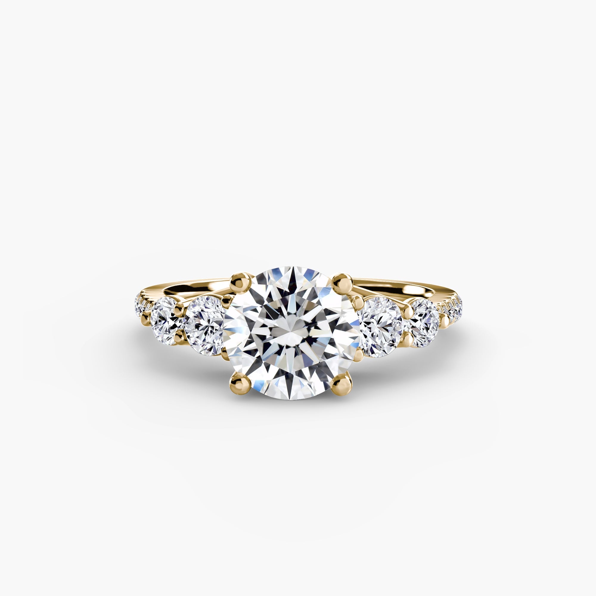 Five Stone Ring with Pavé Band - Prestige Stones