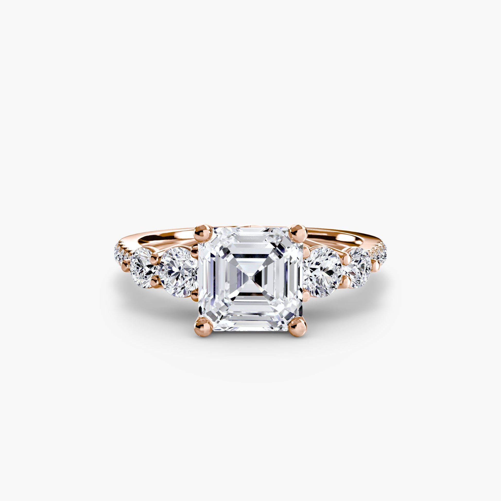 Five Stone Ring with Pavé Band - Prestige Stones