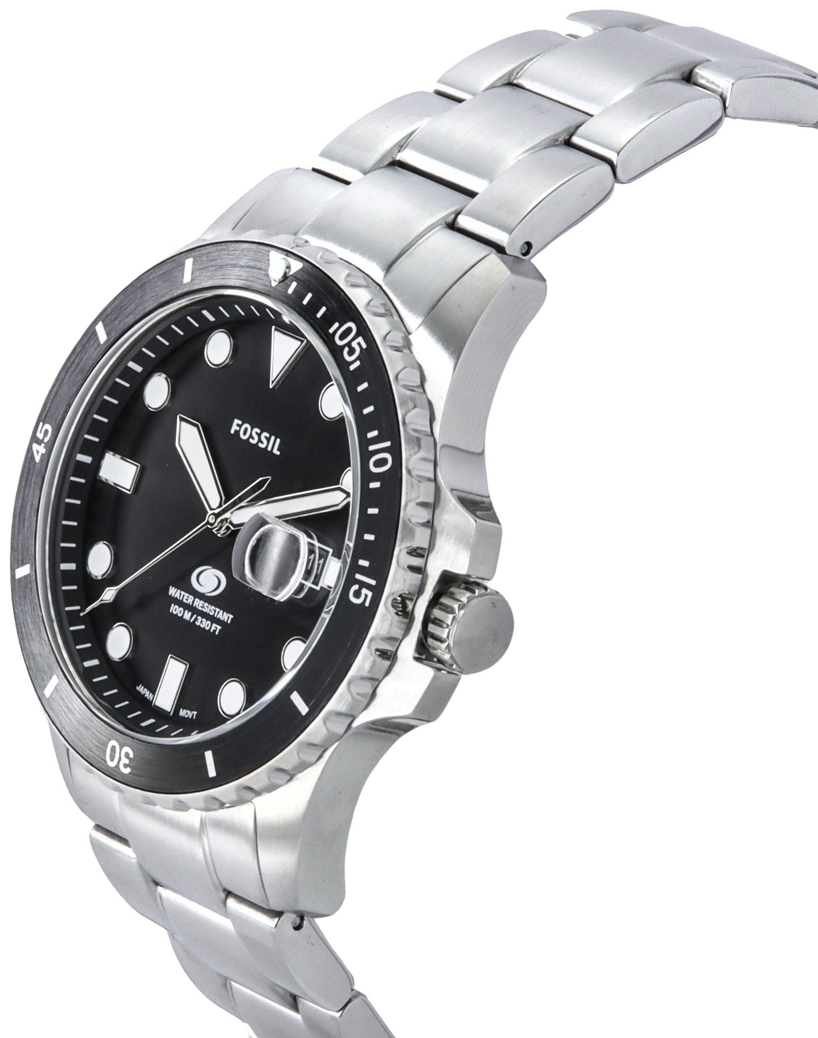Fossil Blue Dive Stainless Steel Black Dial Quartz FS6032 100M Men's Watch - Prestige Stones