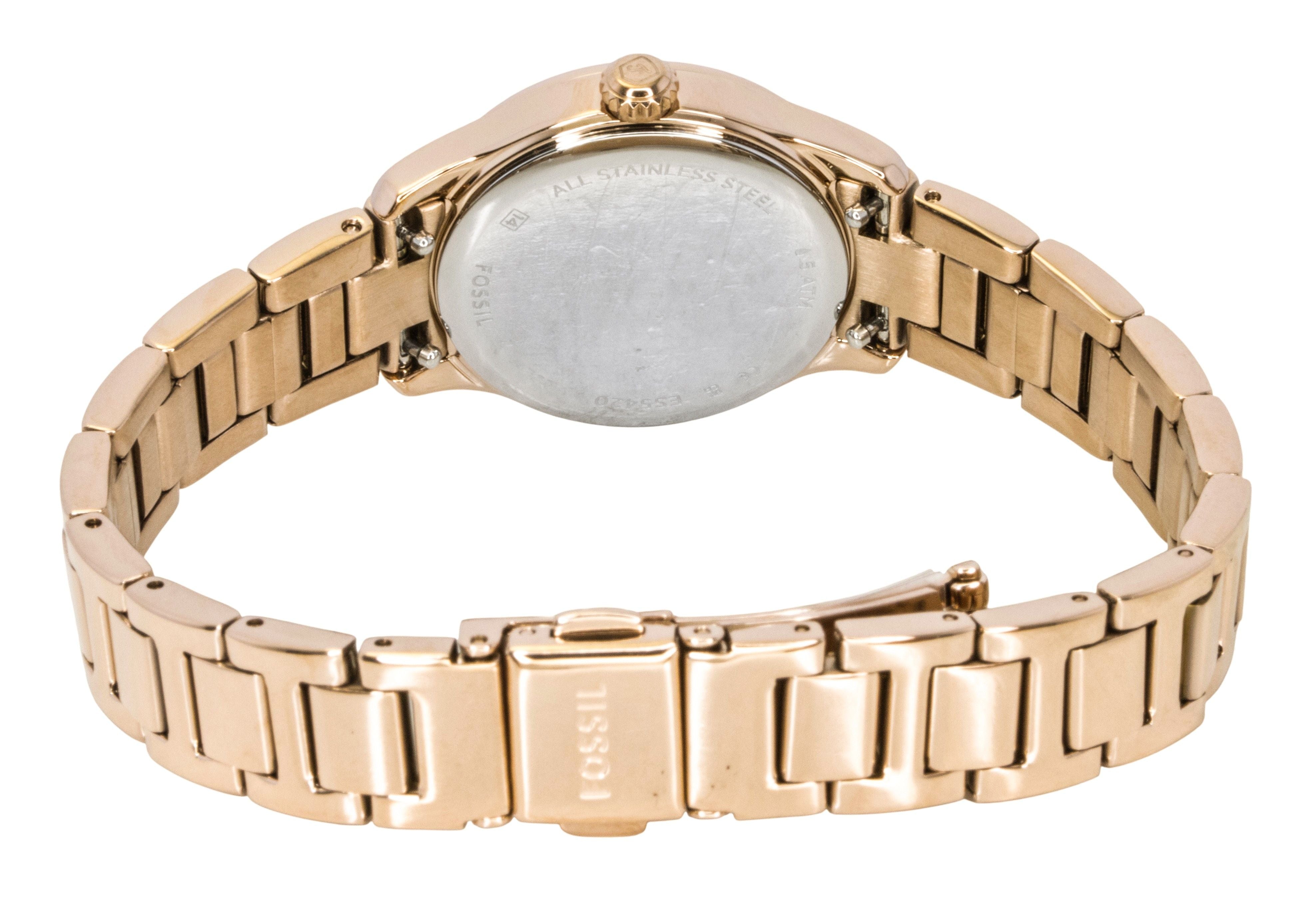 Fossil Gilmore Rose Gold Stainless Steel Silver Dial Quartz ES5420 Women's Watch - Prestige Stones