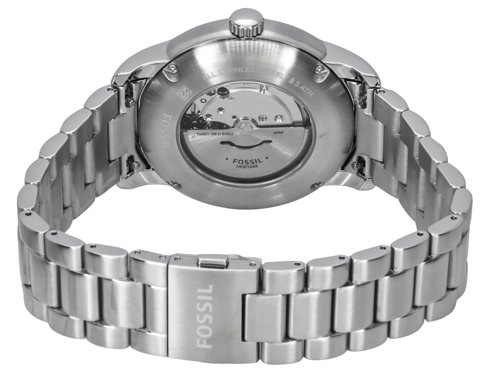 Fossil Heritage Stainless Steel Black Dial Automatic ME3223 Unisex Watch - Prestige Stones