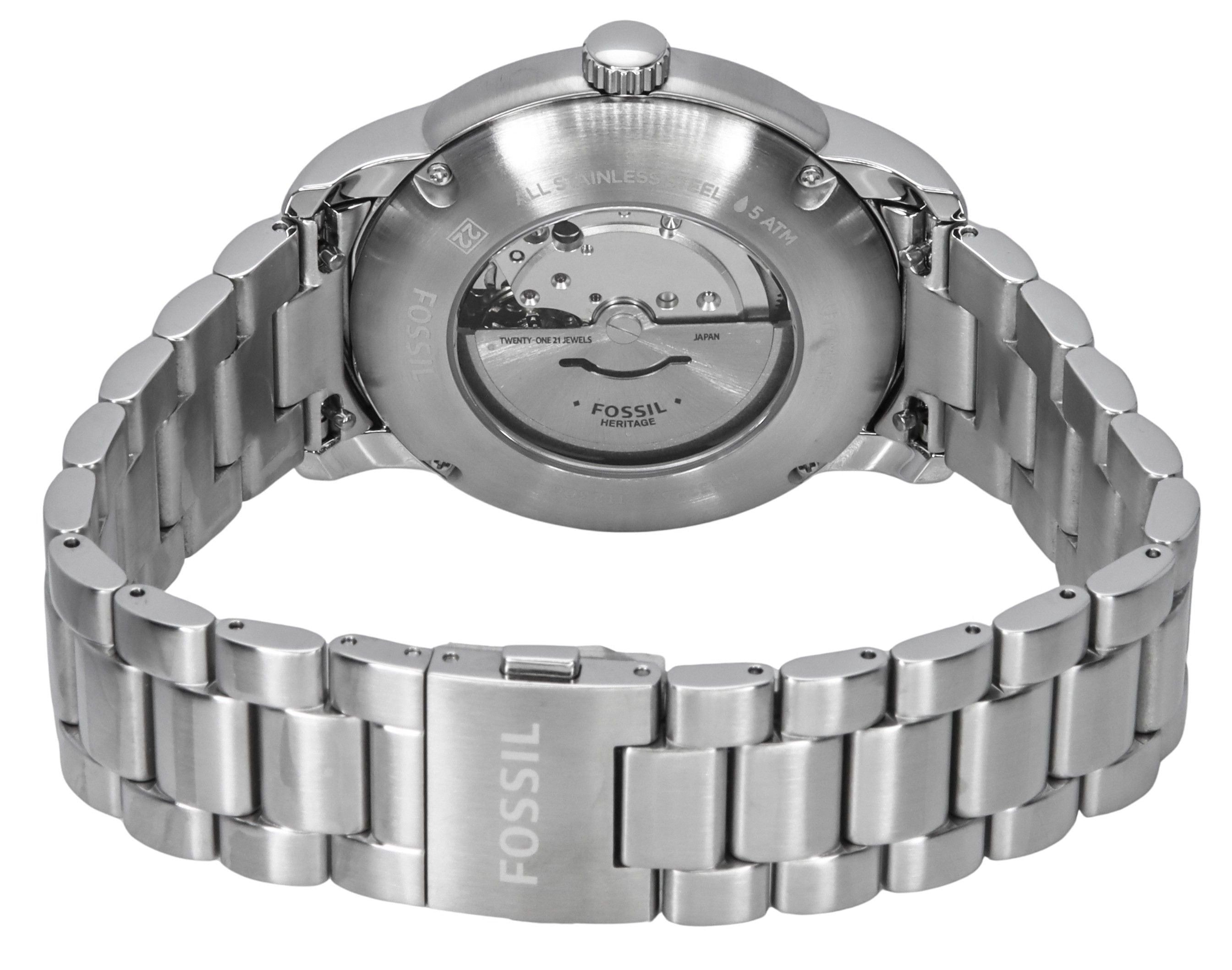 Fossil Heritage Stainless Steel Black Dial Automatic ME3223 Unisex Watch - Prestige Stones
