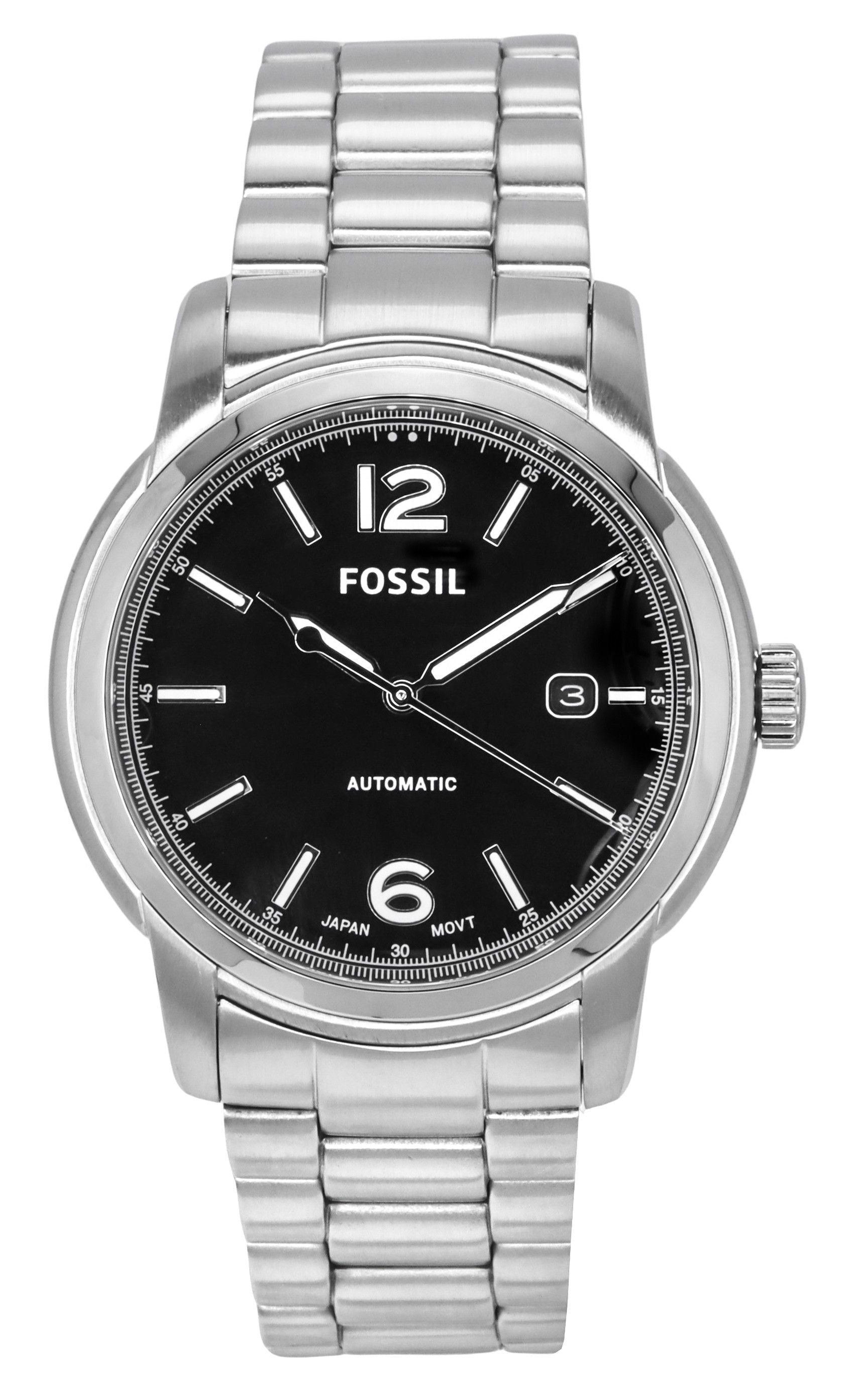Fossil Heritage Stainless Steel Black Dial Automatic ME3223 Unisex Watch - Prestige Stones