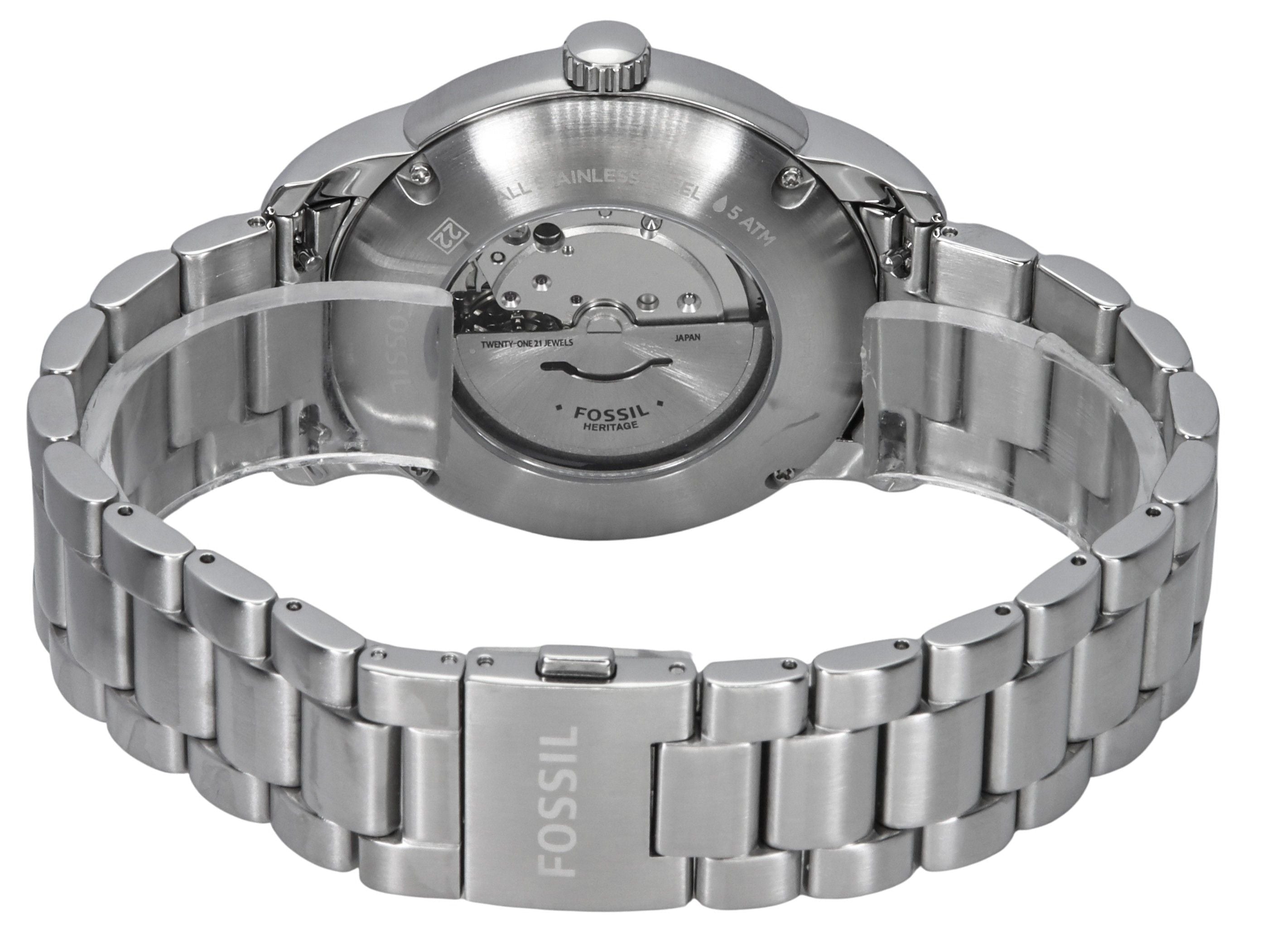 Fossil Heritage Stainless Steel Green Dial Automatic ME3224 Unisex Watch - Prestige Stones