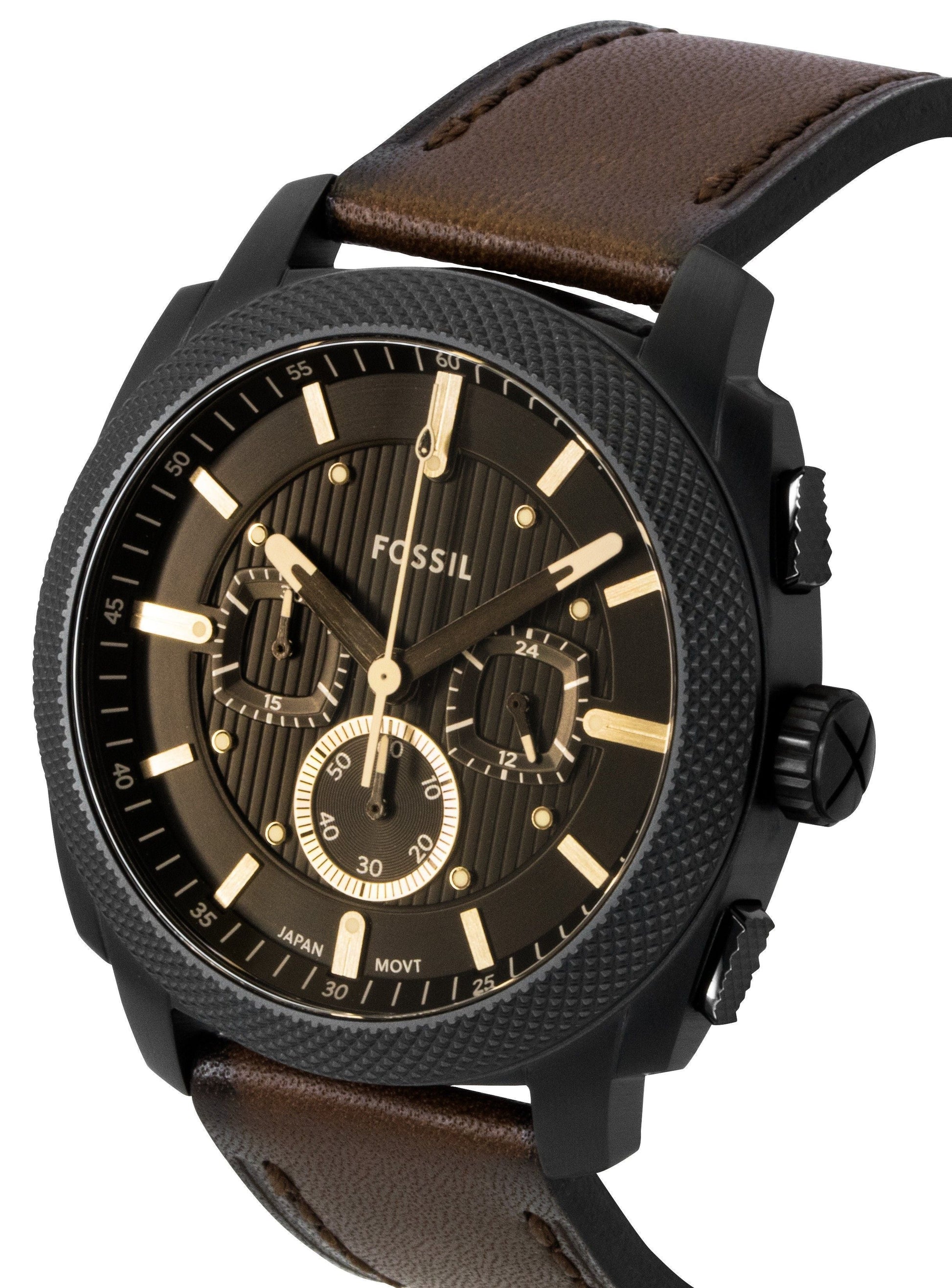 Fossil Machine Chronograph Leather Strap Brown Dial Quartz FS6101 Men's Watch - Prestige Stones