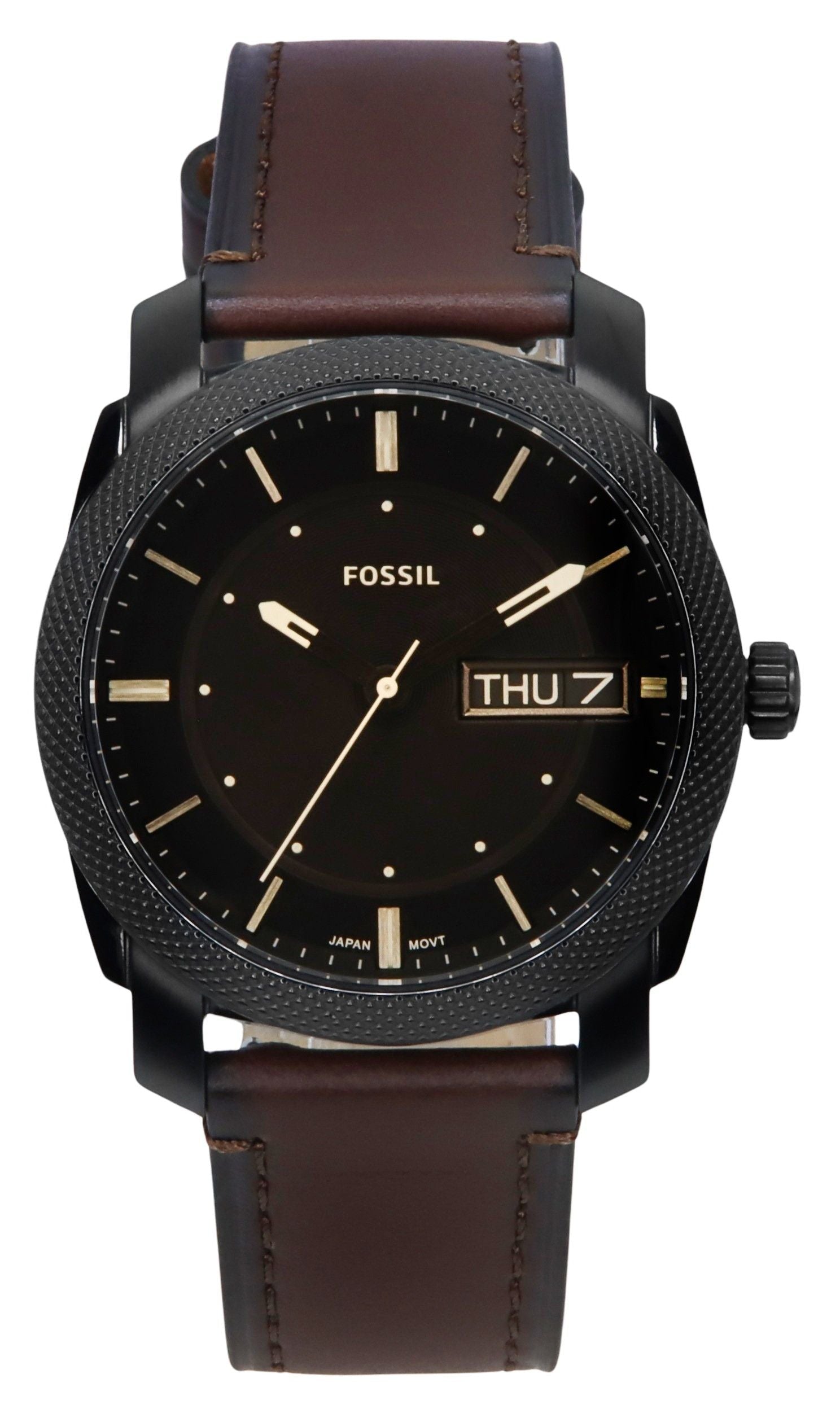 Fossil Machine Leather Strap Brown Dial Quartz FS5901 Men's Watch - Prestige Stones