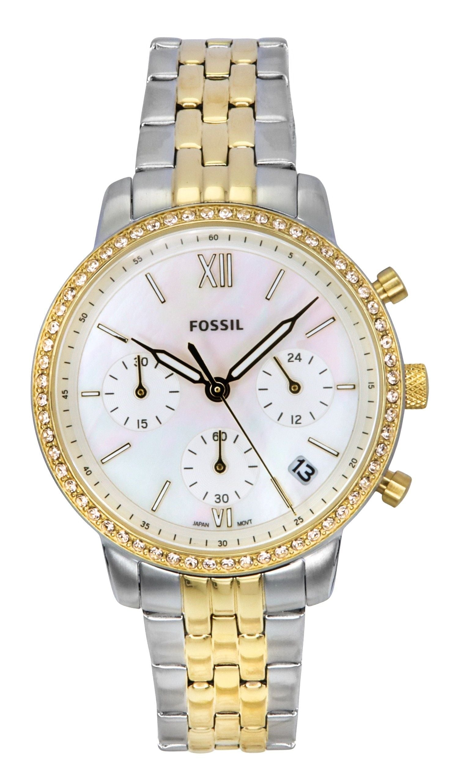 Fossil Neutra Chronograph Two Tone Stainless Steel White Mother Of Pearl Dial Quartz ES5216 Women's Watch - Prestige Stones