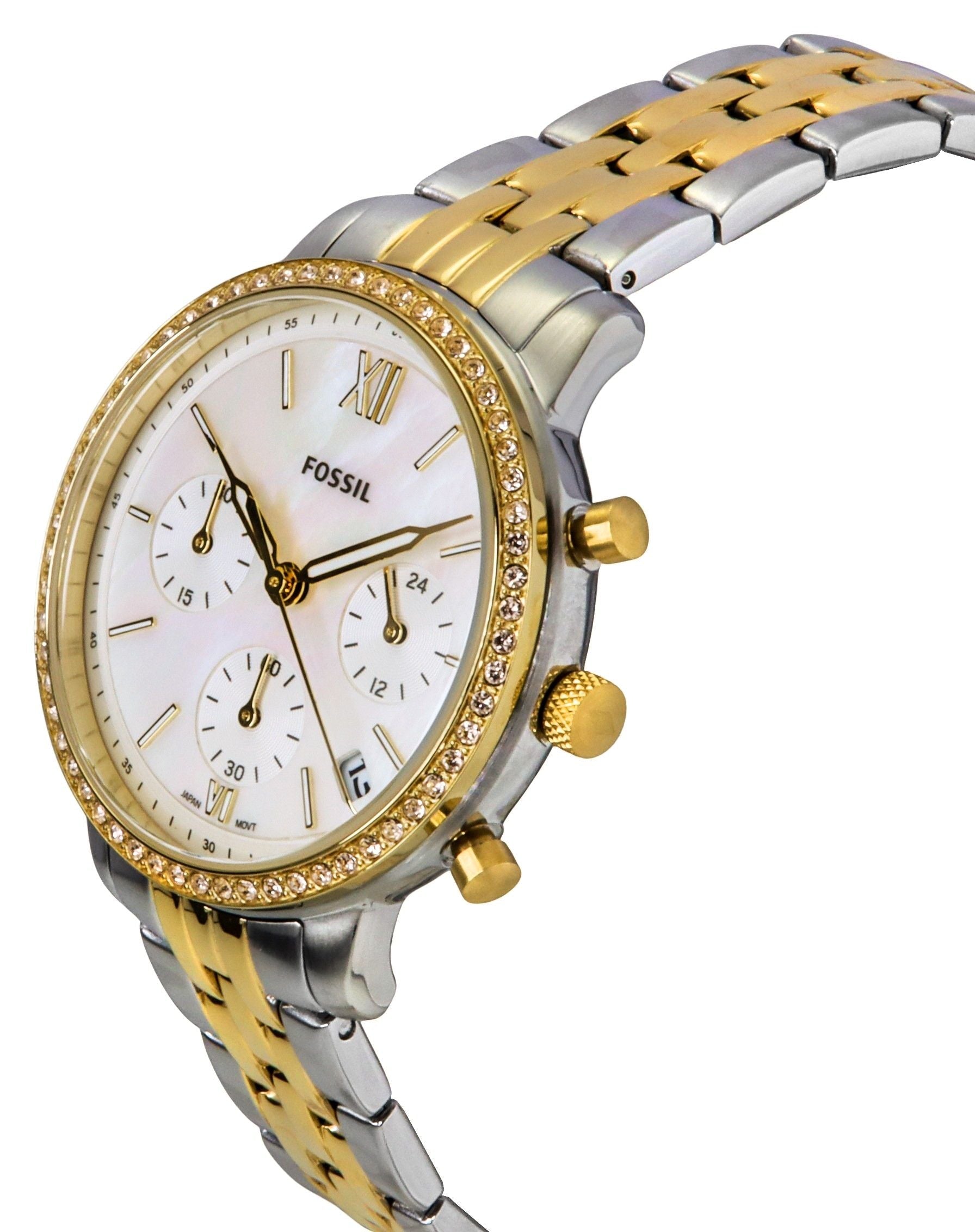 Fossil Neutra Chronograph Two Tone Stainless Steel White Mother Of Pearl Dial Quartz ES5216 Women's Watch - Prestige Stones