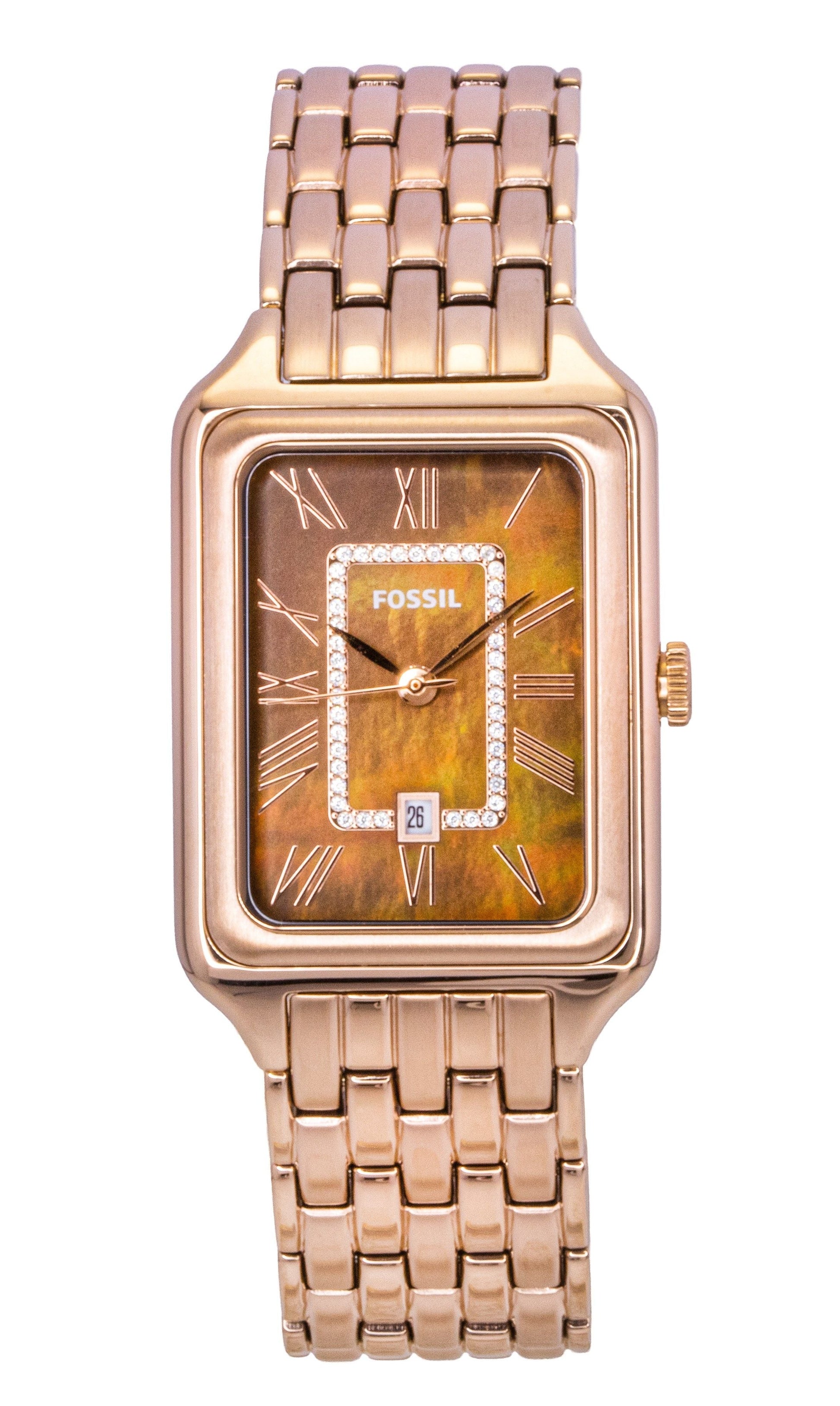 Fossil Raquel Rose Gold Tone Stainless Steel Brown Mother Of Pearl Dial Quartz ES5323 Women's Watch - Prestige Stones