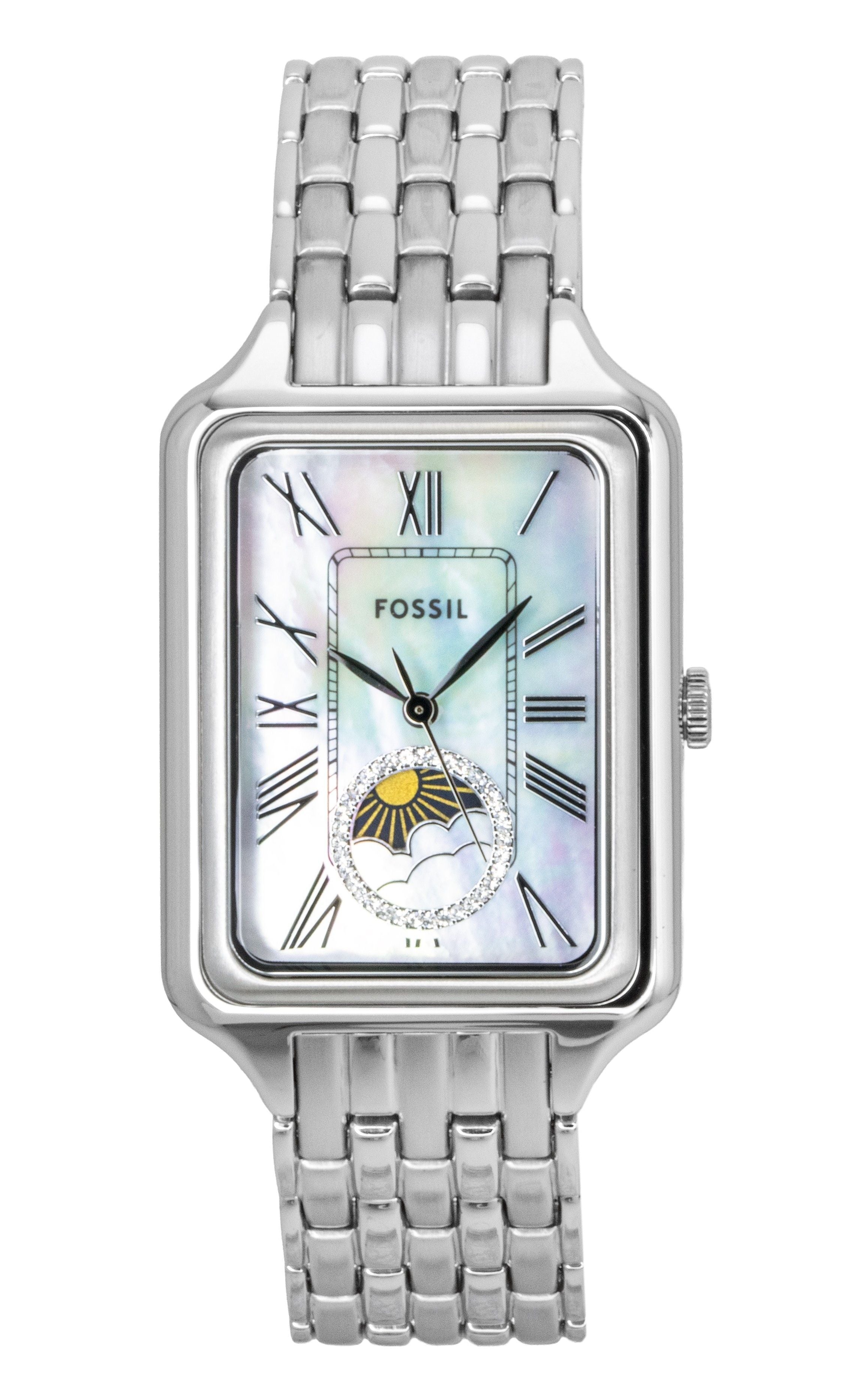Fossil Raquel Stainless Steel Sun Moon Multifunction Mother Of Pearl Dial Quartz ES5400 Women's Watch - Prestige Stones
