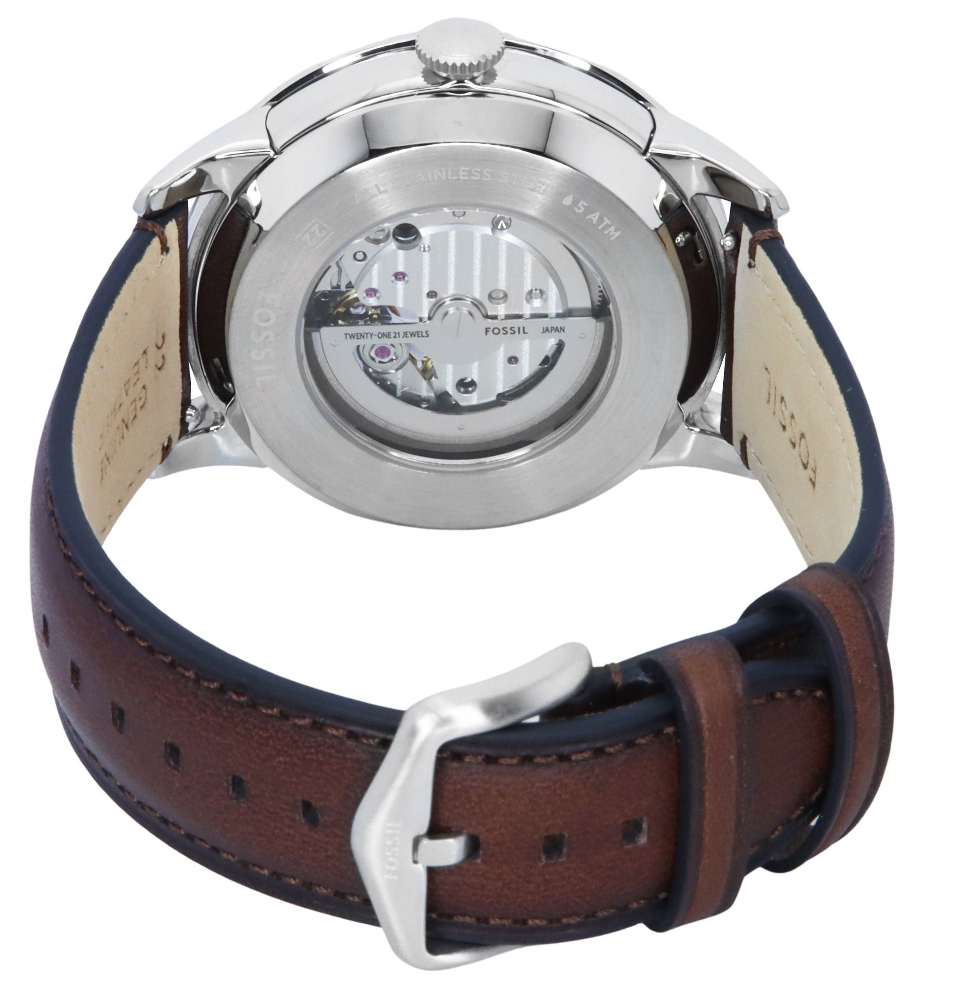 Fossil Townsman Leather Strap Open Heart Cream Dial Automatic ME3266 Men's Watch - Prestige Stones
