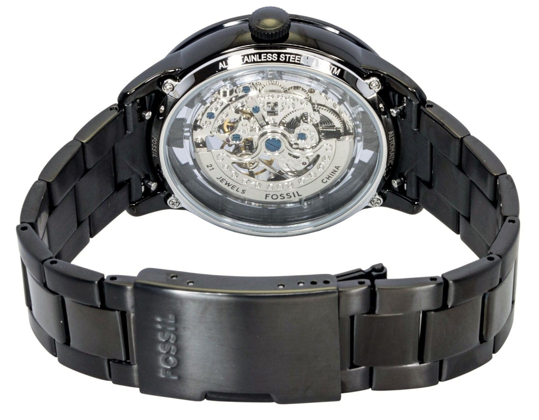 Fossil Townsman Stainless Steel Black Skeleton Dial Automatic ME3269 Men's Watch - Prestige Stones