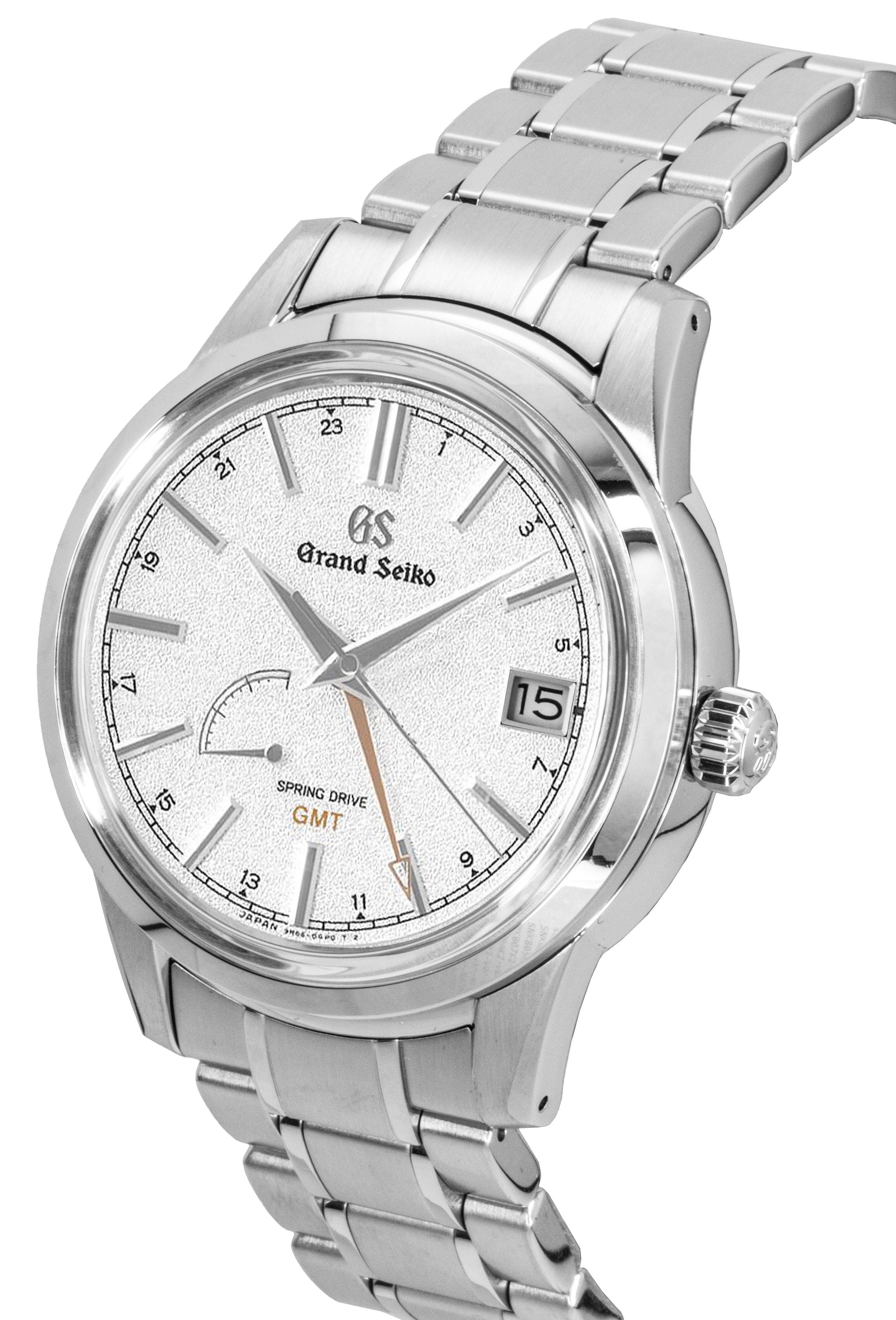 Grand Seiko Elegance GMT Stainless Steel Silver Dial Automatic SBGE269G 100M Men's Watch - Prestige Stones