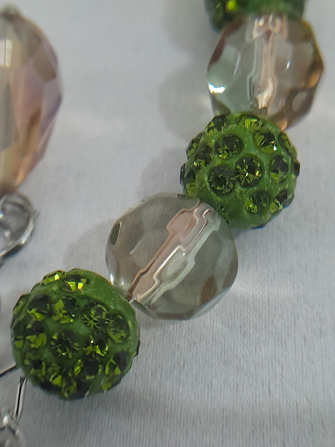 Green & Clear Crystal Dangle Bracelet Set - Prestige Stones