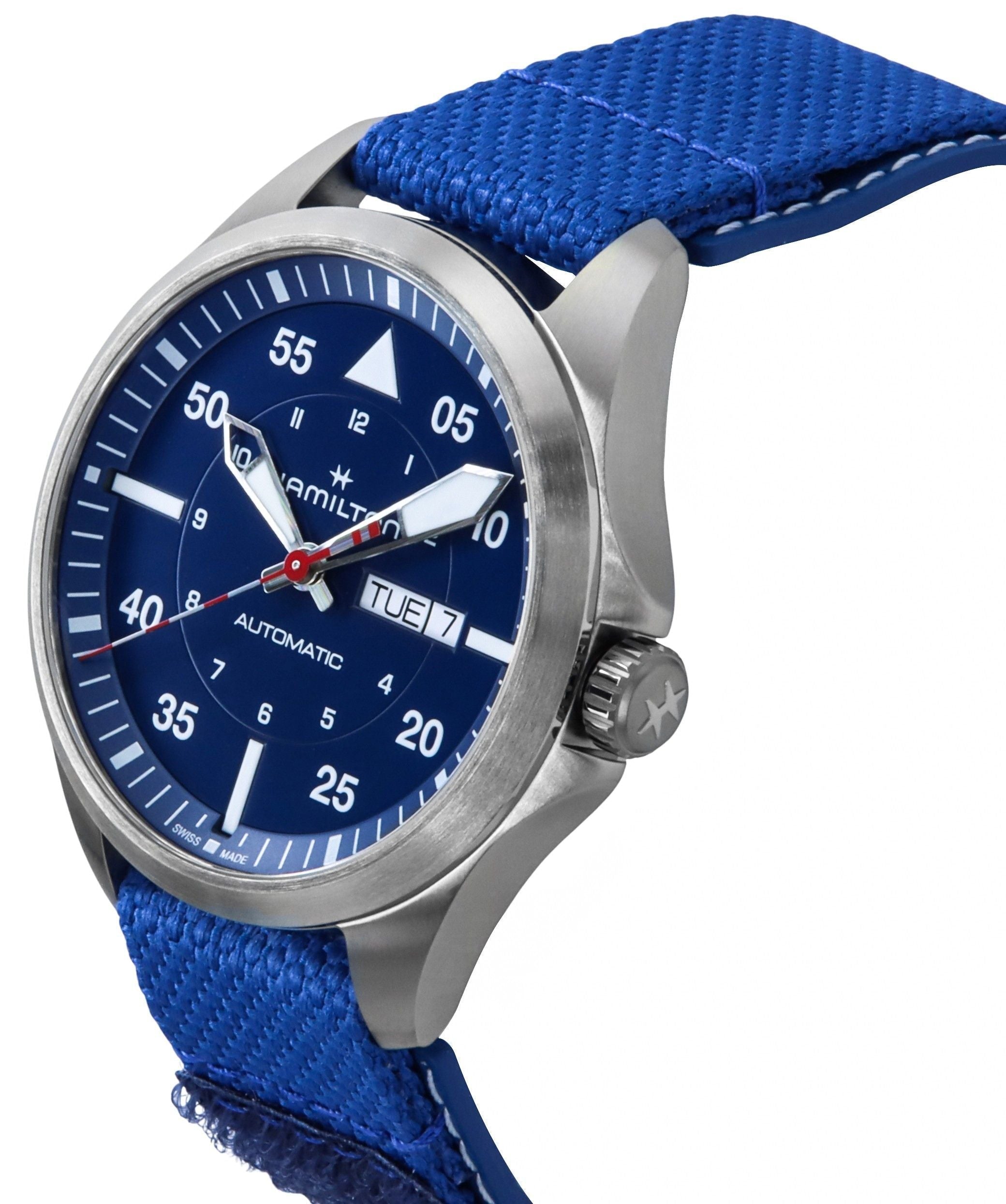 Hamilton Khaki Aviation Pilot Air - Glaciers Edition Textile Strap Blue Dial Automatic H64655941 100M Men's Watch - Prestige Stones