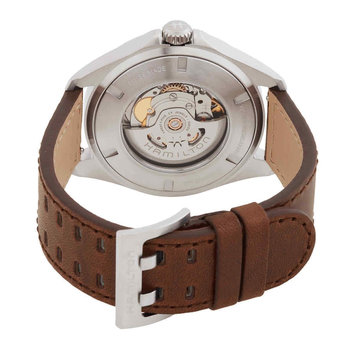 Hamilton Khaki Aviation Pilot Leather Strap Green Dial Automatic H64635560 100M Men's Watch - Prestige Stones