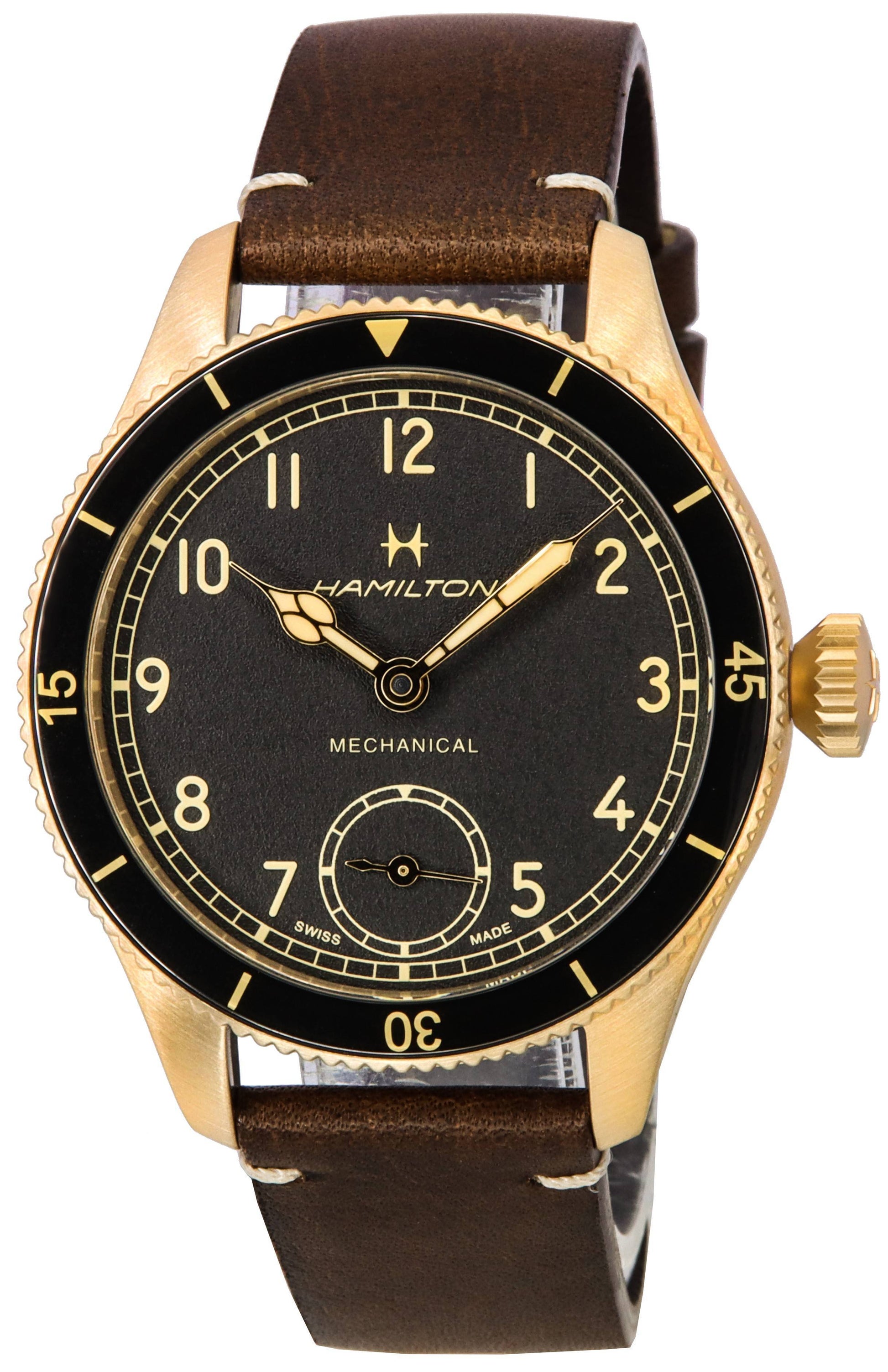Hamilton Khaki Aviation Pilot Pioneer Bronze Black Dial Mechanical H76709530 100M Men's Watch - Prestige Stones