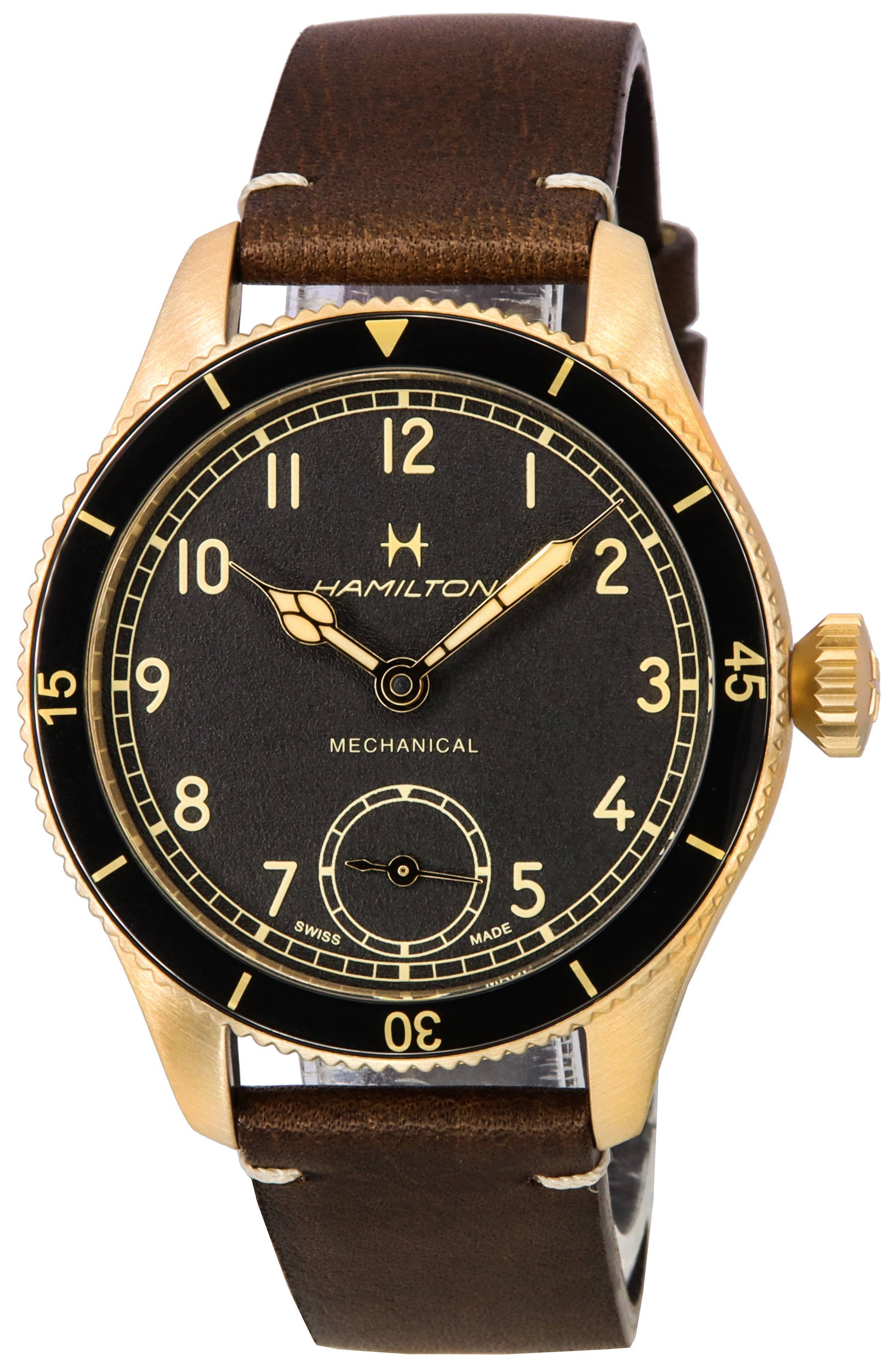 Hamilton Khaki Aviation Pilot Pioneer Bronze Black Dial Mechanical H76709530 100M Men's Watch - Prestige Stones