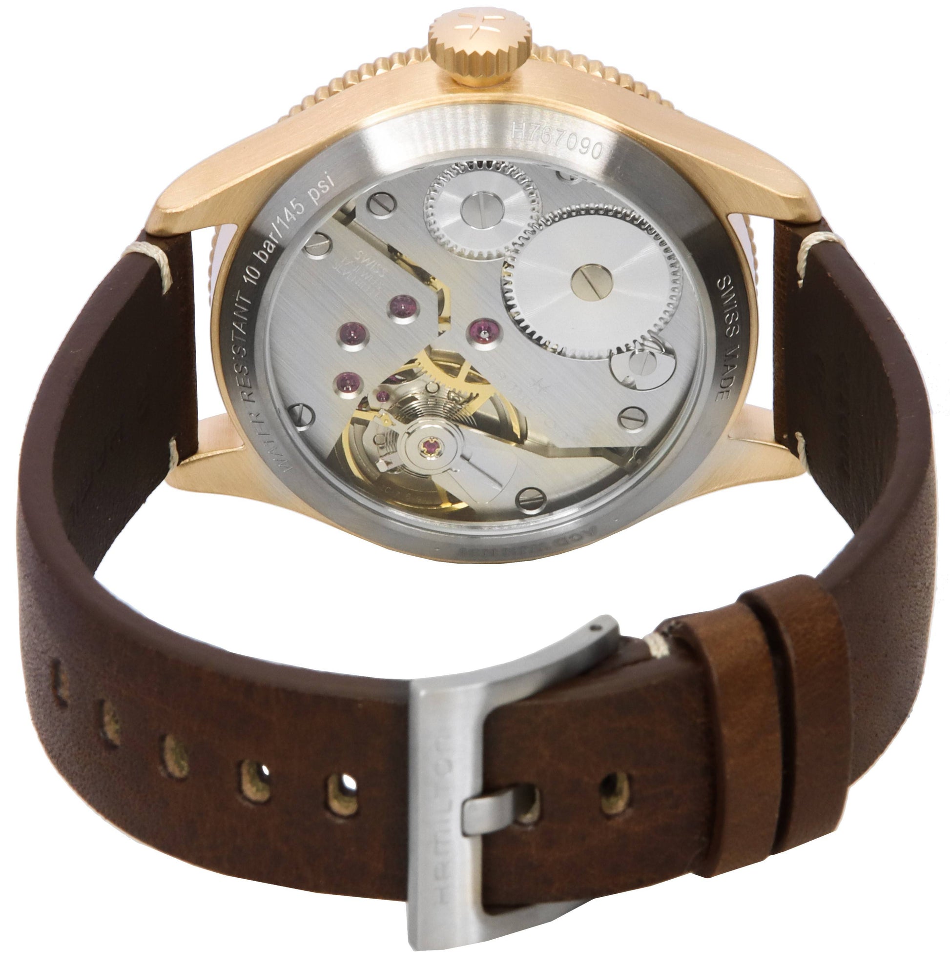 Hamilton Khaki Aviation Pilot Pioneer Bronze Black Dial Mechanical H76709530 100M Men's Watch - Prestige Stones