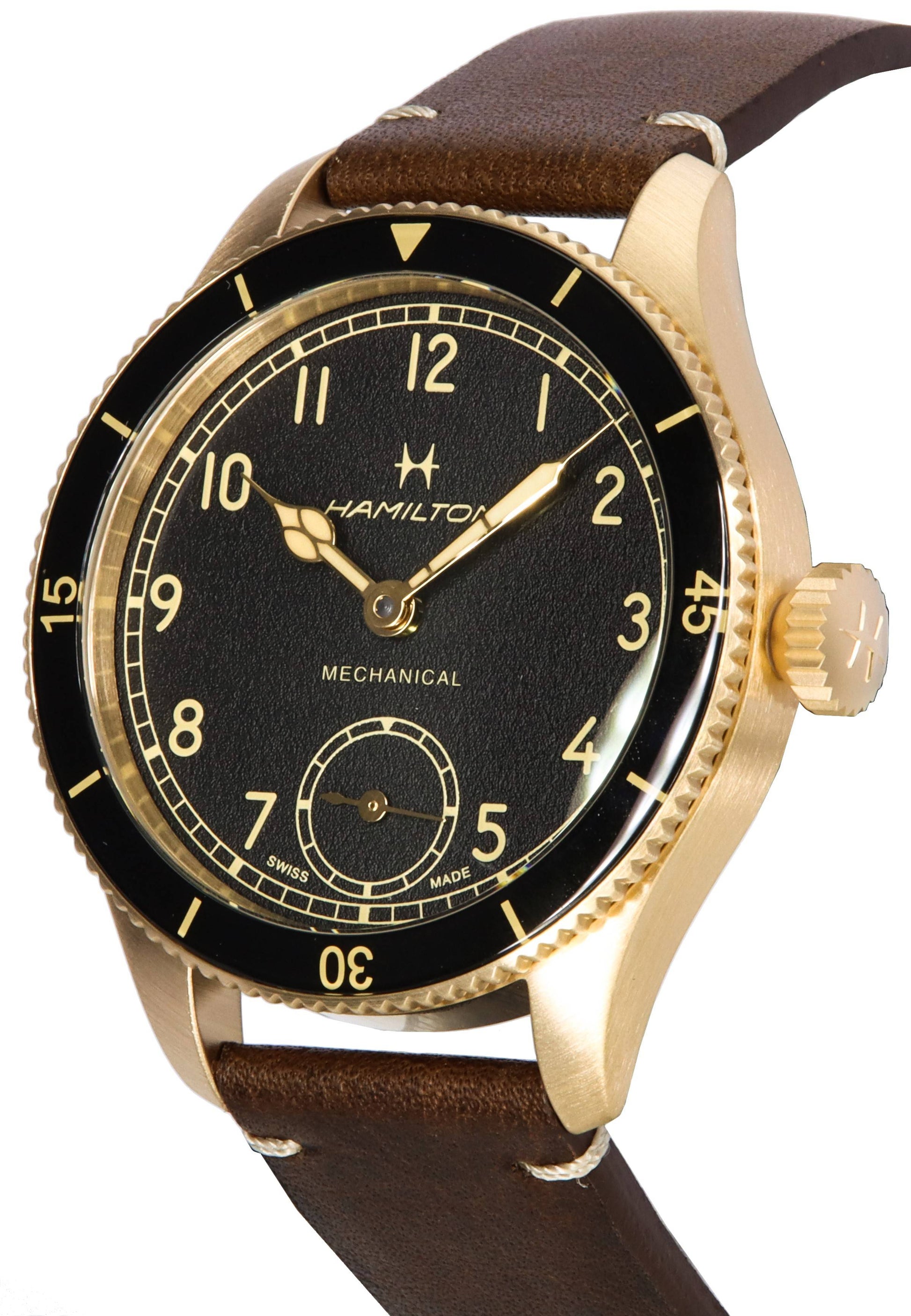 Hamilton Khaki Aviation Pilot Pioneer Bronze Black Dial Mechanical H76709530 100M Men's Watch - Prestige Stones