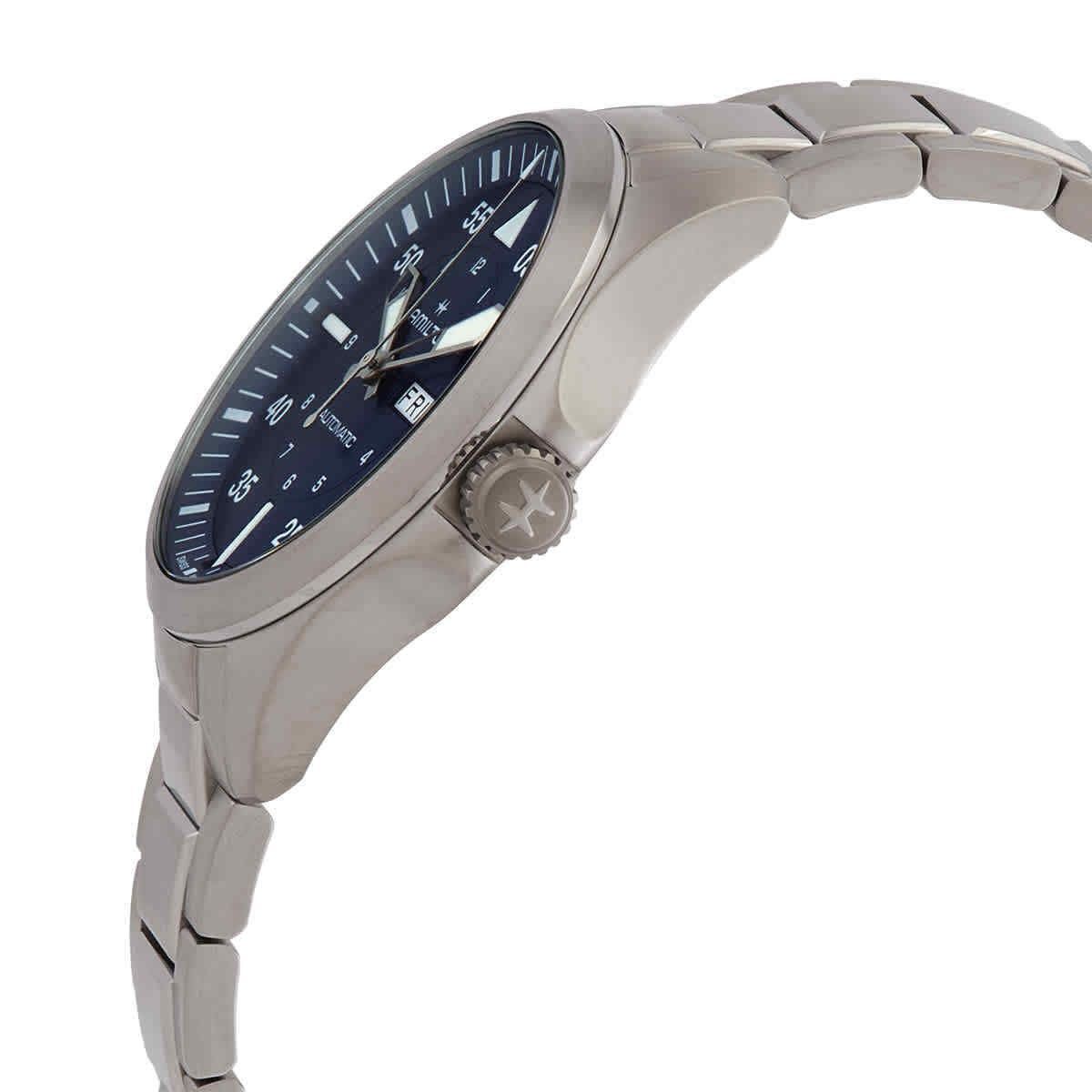 Hamilton Khaki Aviation Pilot Stainless Steel Blue Dial Automatic H64635140 100M Men's Watch - Prestige Stones