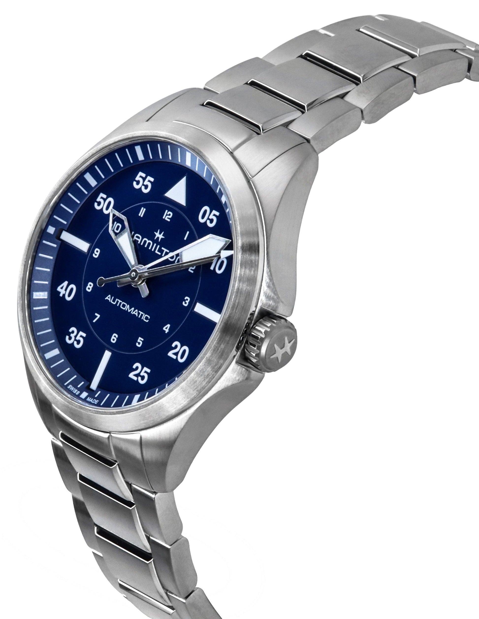 Hamilton Khaki Aviation Pilot Stainless Steel Blue Dial Automatic H76305140 100M Men's Watch - Prestige Stones