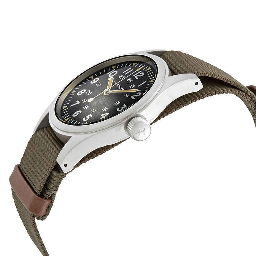 Hamilton Khaki Field Green Nylon Strap Black Dial Mechanical H69439931 Men's Watch - Prestige Stones