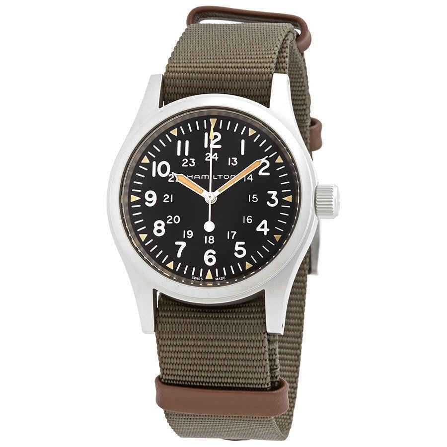 Hamilton Khaki Field Green Nylon Strap Black Dial Mechanical H69439931 Men's Watch - Prestige Stones