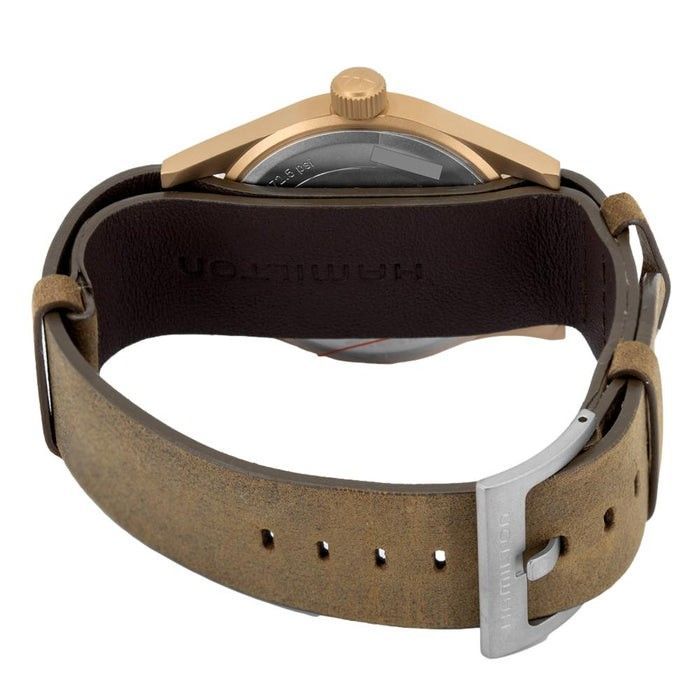 Hamilton Khaki Field Mechanical Bronze Leather Strap Black Dial H69459530 Men's Watch - Prestige Stones