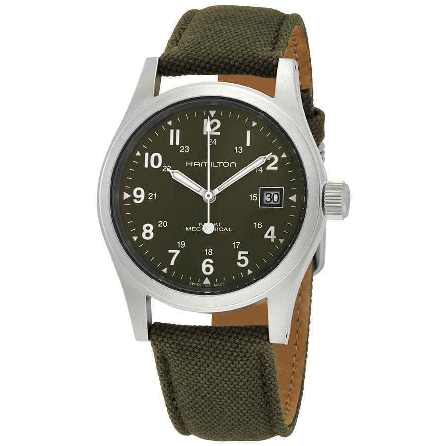 Hamilton Khaki Field Mechanical Canvas Strap Green Dial H69439363 Men's Watch - Prestige Stones