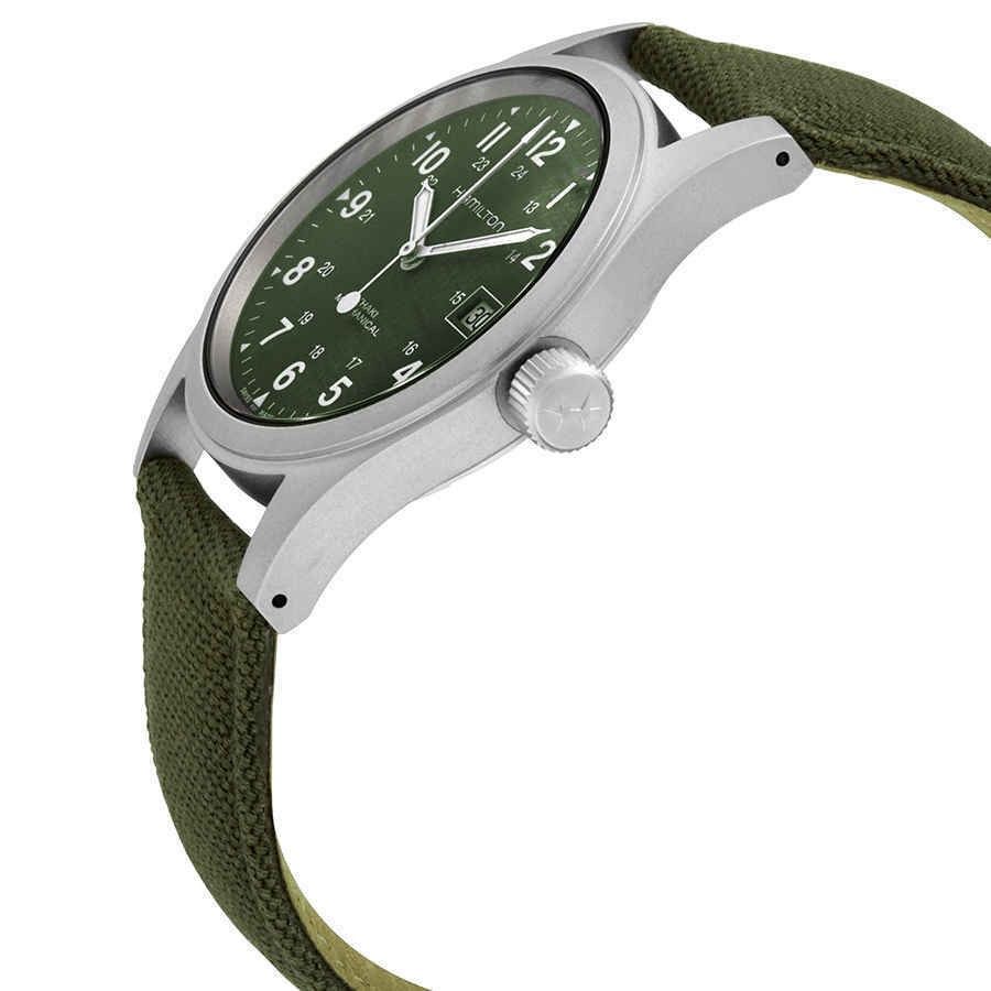 Hamilton Khaki Field Mechanical Canvas Strap Green Dial H69439363 Men's Watch - Prestige Stones