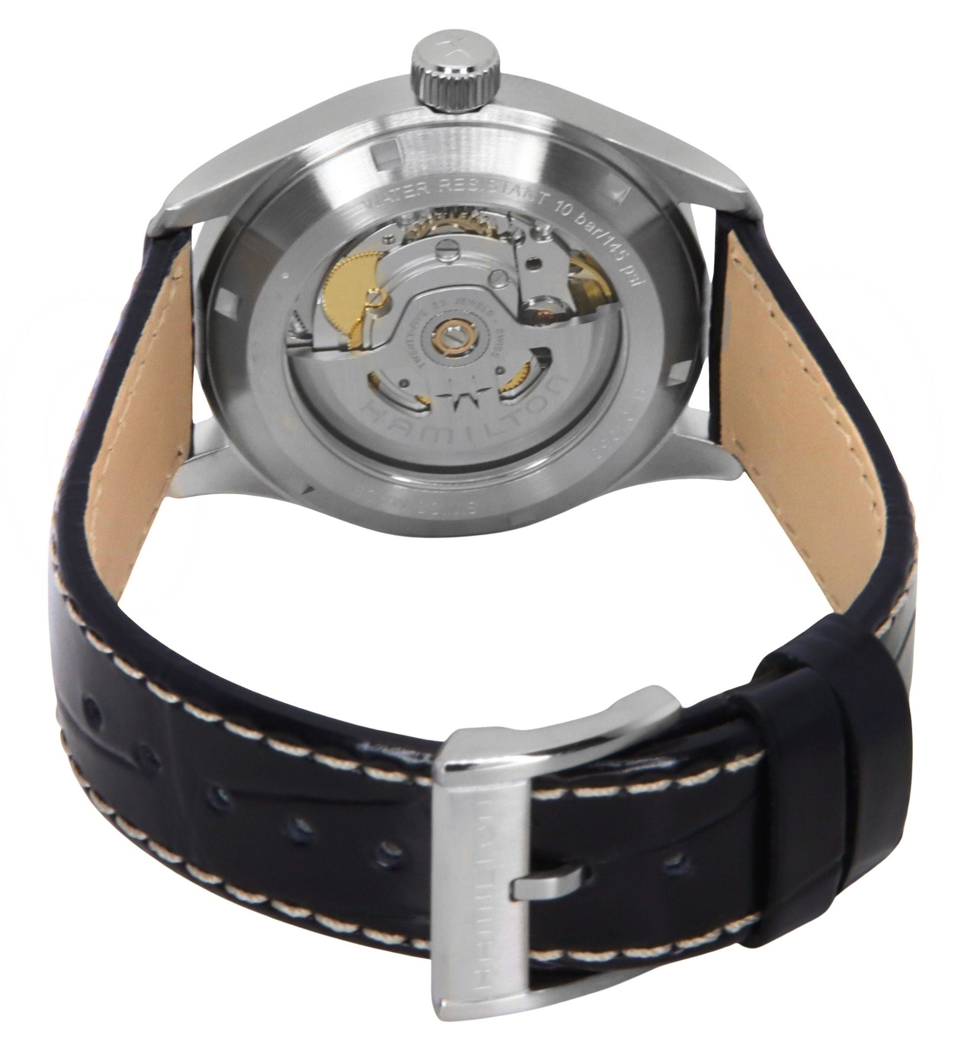 Hamilton Khaki Field Murph Leather Strap White Dial Automatic H70405710 100M Men's Watch - Prestige Stones