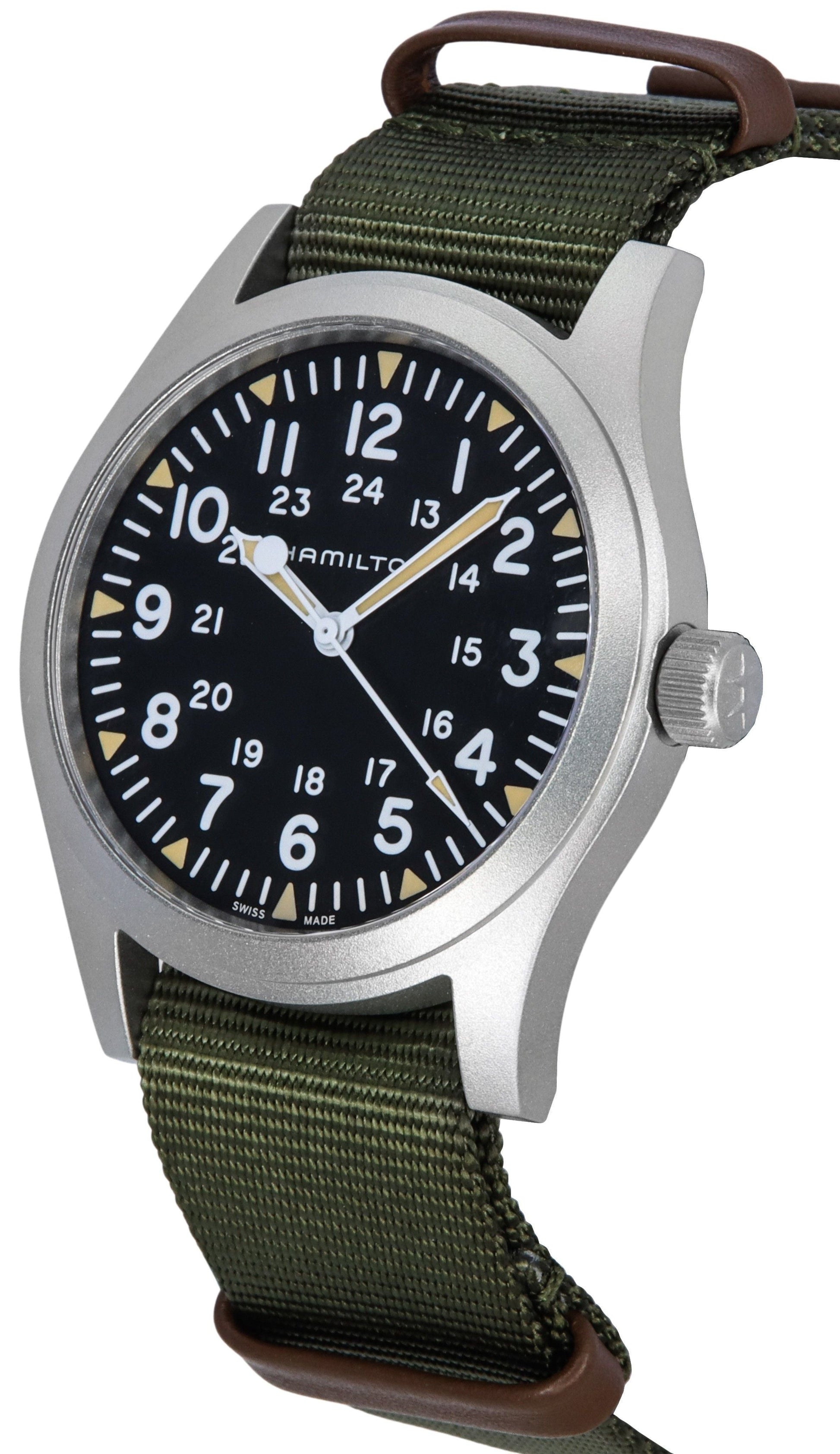 Hamilton Khaki Field Nylon Strap Black Dial Mechanical H69529933 Men's Watch - Prestige Stones