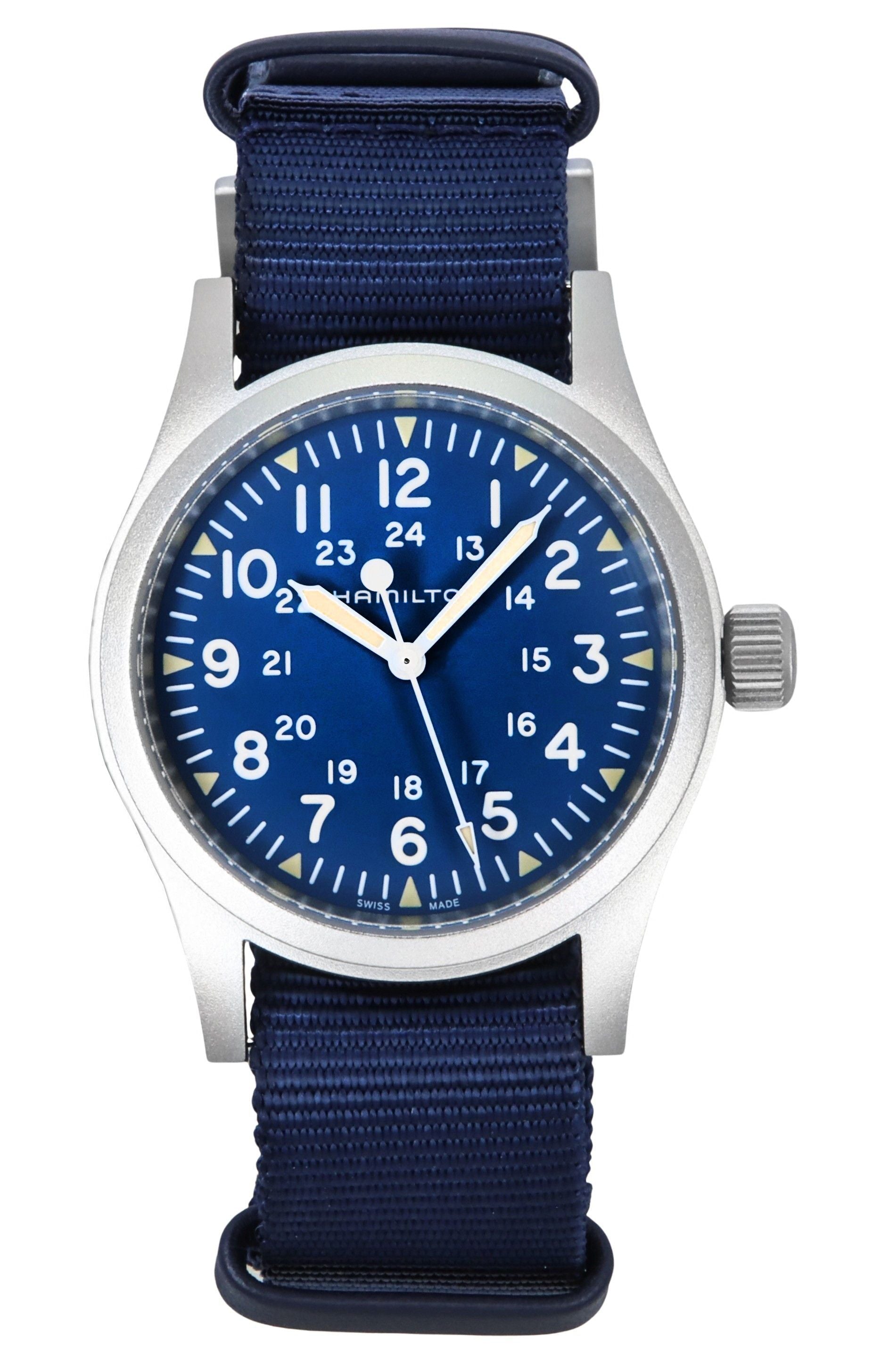 Hamilton Khaki Field Textile Strap Blue Dial Automatic H69439940 Men's Watch - Prestige Stones