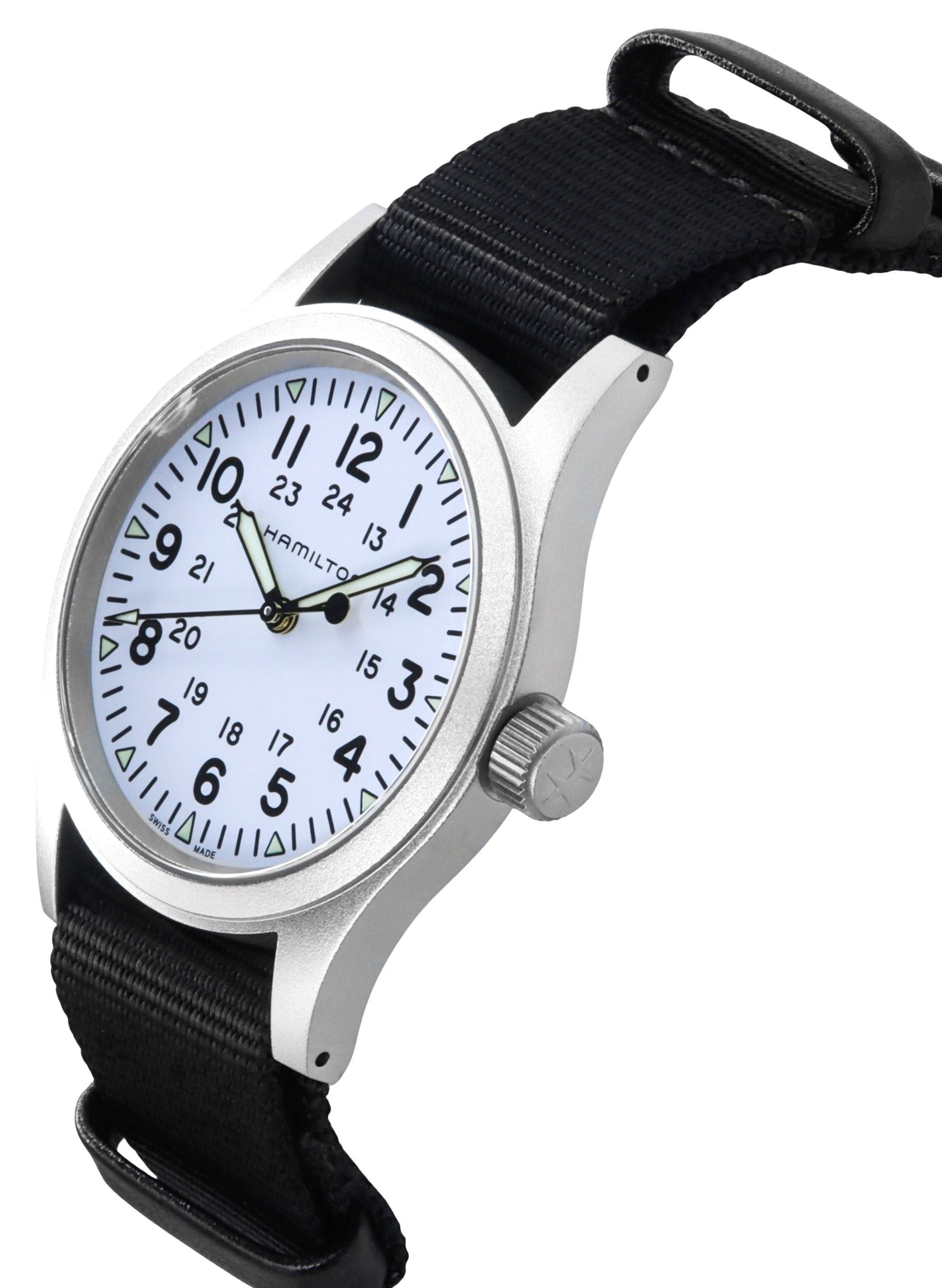 Hamilton Khaki Field Textile Strap White Dial Automatic H69439910 Men's Watch - Prestige Stones