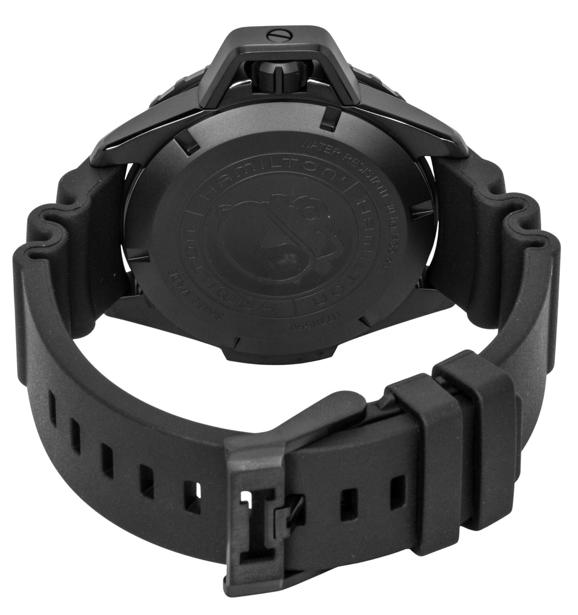 Hamilton Khaki Frogman Rubber Strap Black Dial Automatic Diver's H77855330 300M Men's Watch - Prestige Stones