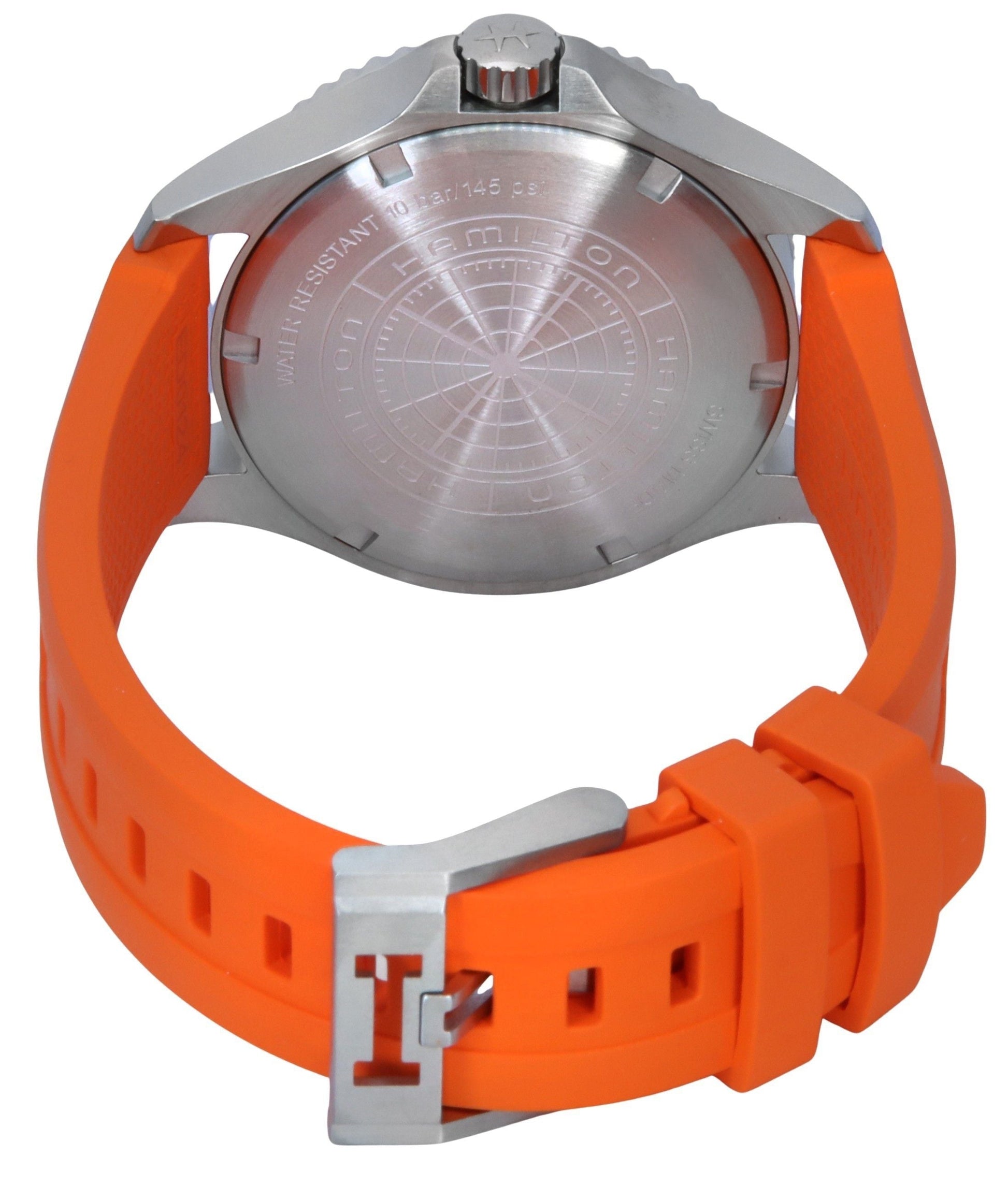 Hamilton Khaki Navy Scuba Orange Rubber Strap Black Dial Automatic H82395331 100M Men's Watch - Prestige Stones