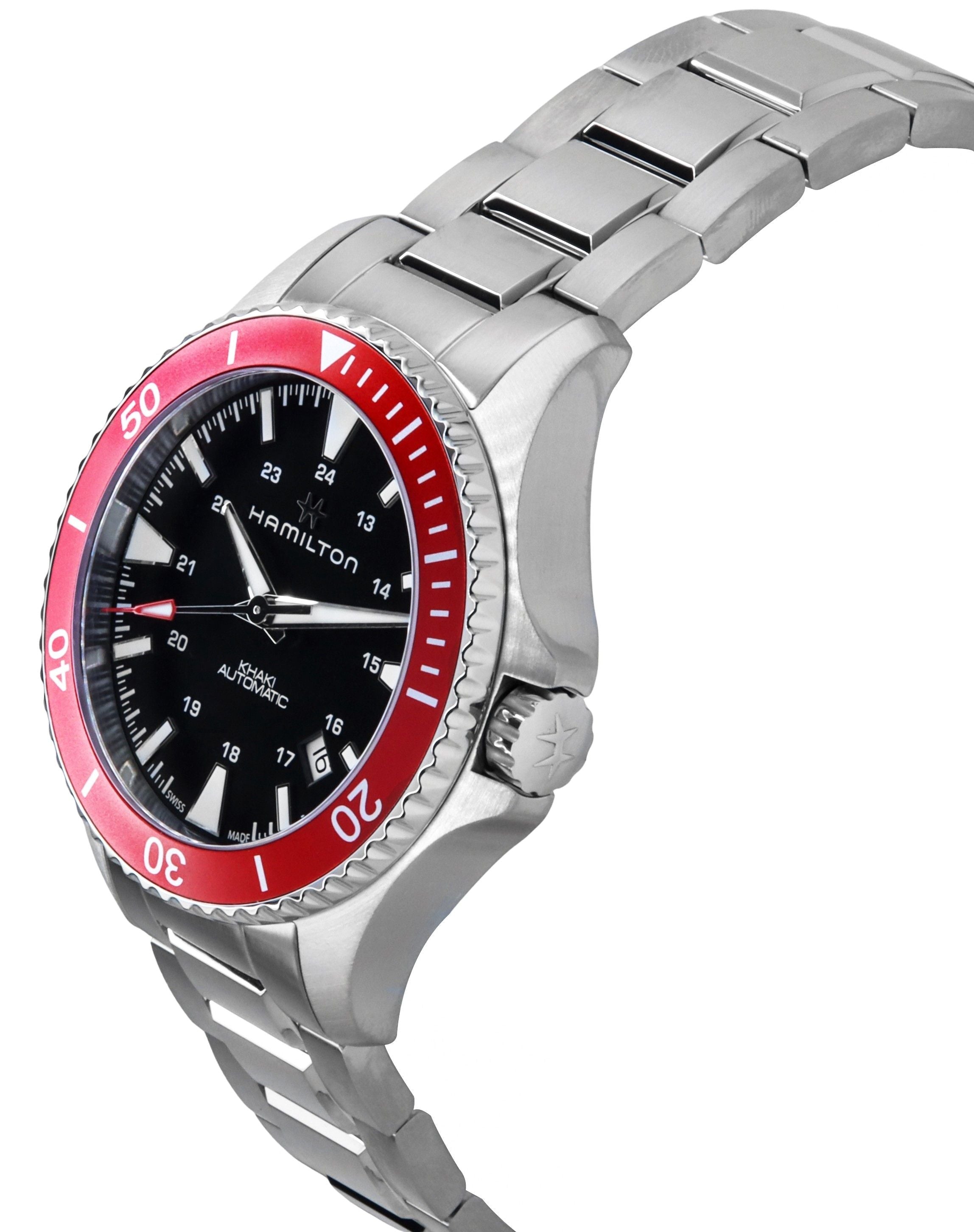Hamilton Khaki Navy Scuba Stainless Steel Black Dial Automatic H82405130 100M Men's Watch - Prestige Stones