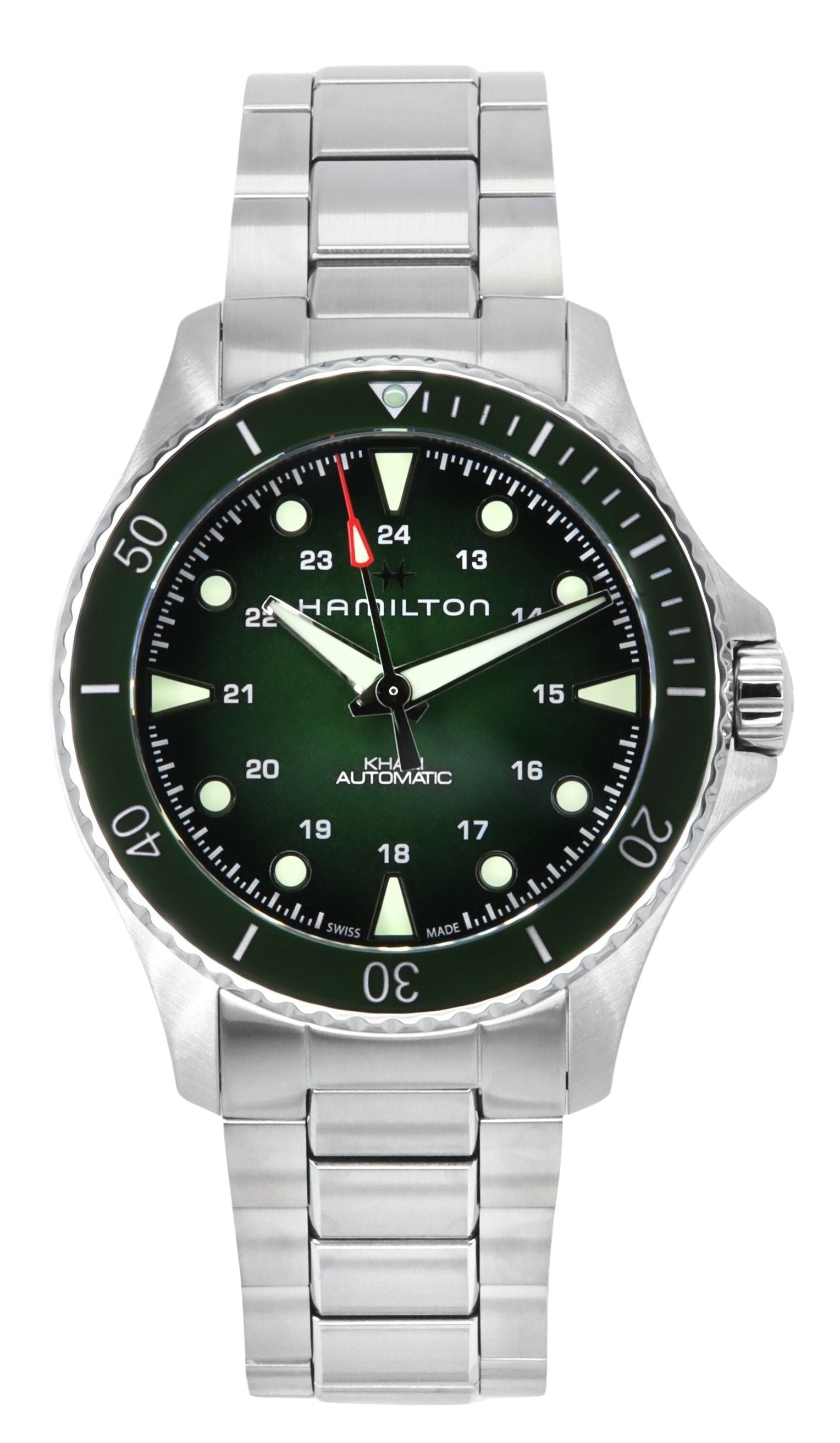 Hamilton Khaki Navy Scuba Stainless Steel Green Dial Automatic Diver's H82525160 300M Men's Watch - Prestige Stones