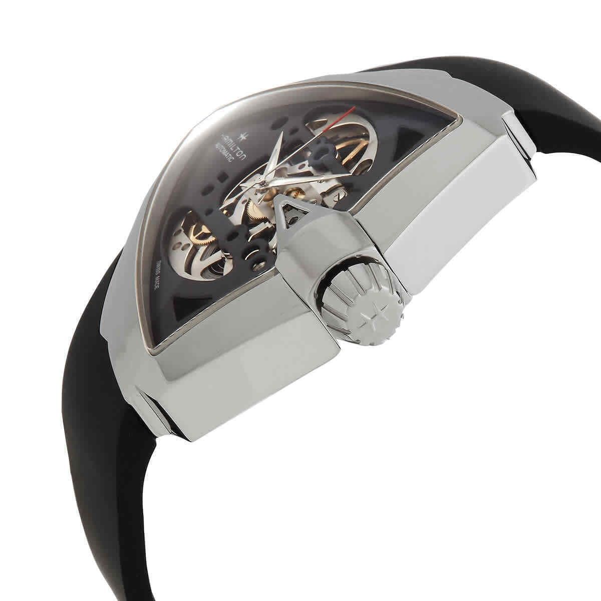 Hamilton Ventura XXL Rubber Strap Black Skeleton Dial Automatic H24625330 Men's Watch - Prestige Stones