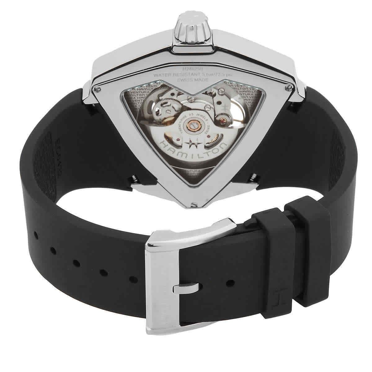 Hamilton Ventura XXL Rubber Strap Black Skeleton Dial Automatic H24625330 Men's Watch - Prestige Stones