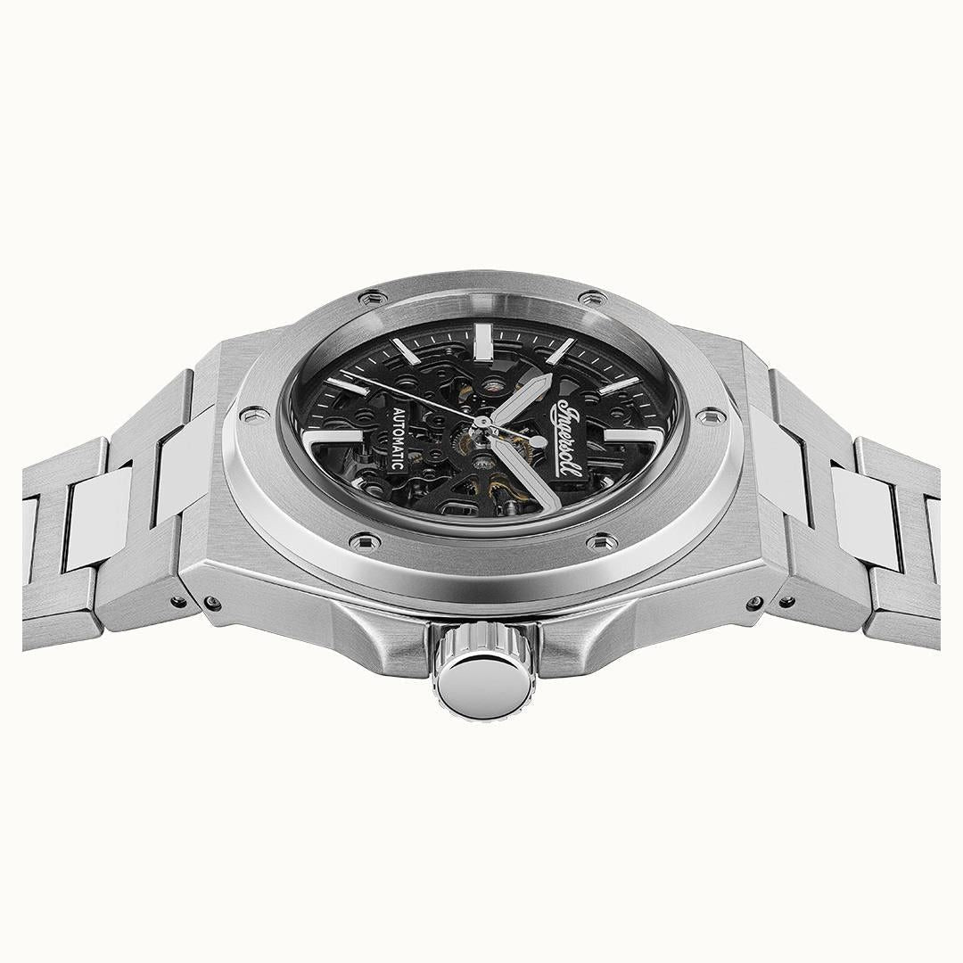 Ingersoll The Baller Stainless Steel Black Skeleton Dial Automatic I15002 Men's Watch - Prestige Stones