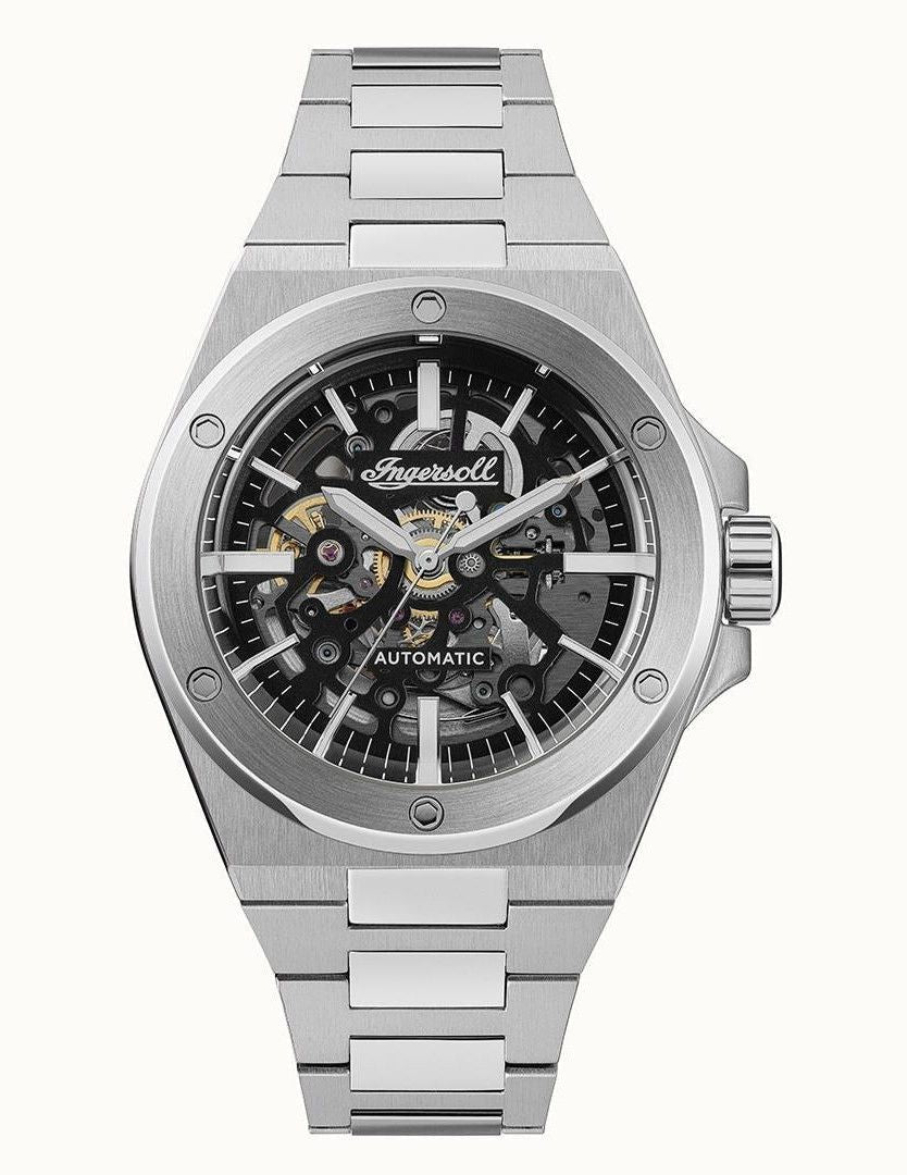 Ingersoll The Baller Stainless Steel Black Skeleton Dial Automatic I15002 Men's Watch - Prestige Stones