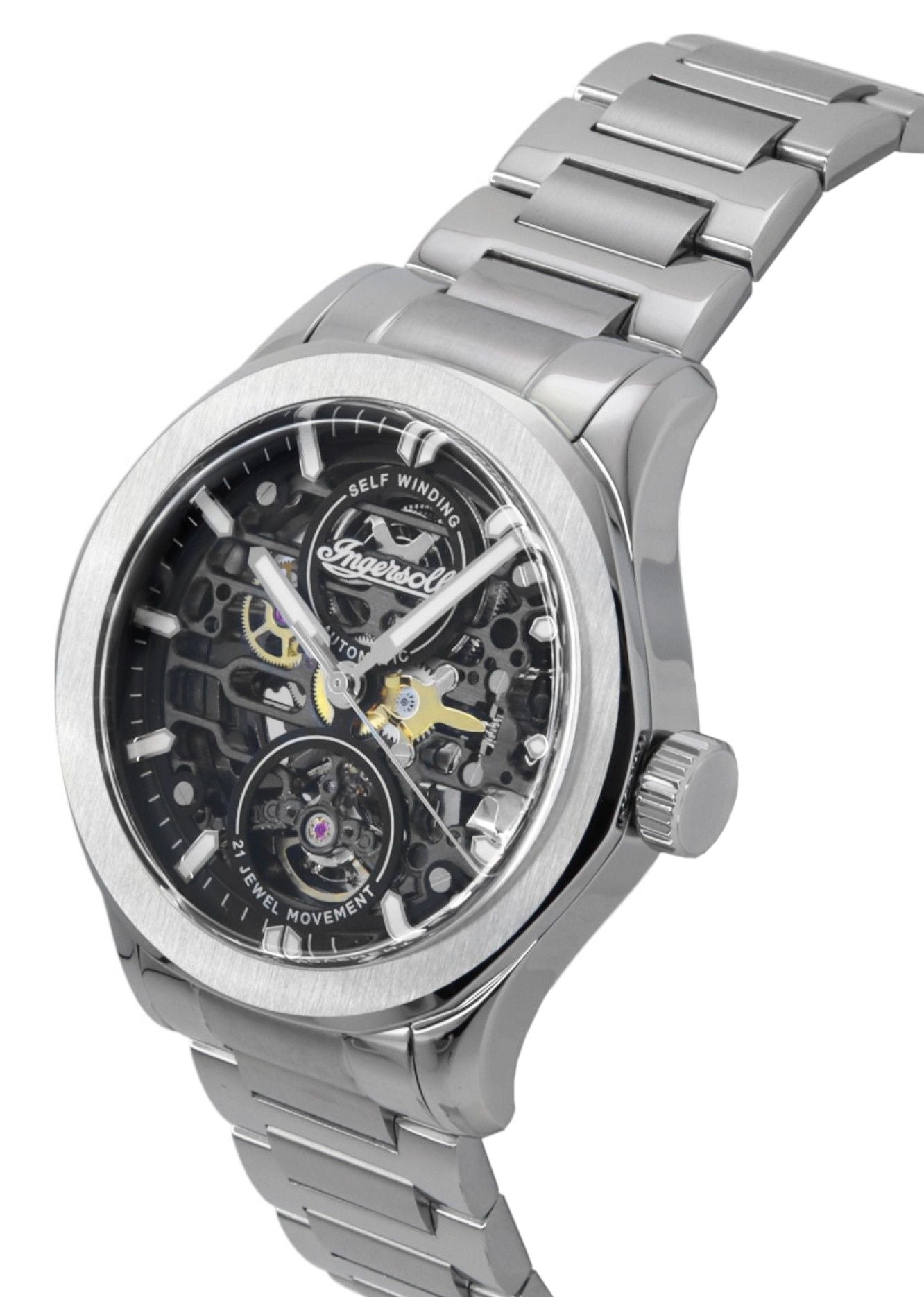 Ingersoll The Bronc Stainless Steel Black Skeleton Dial Automatic I16701 Men's Watch - Prestige Stones